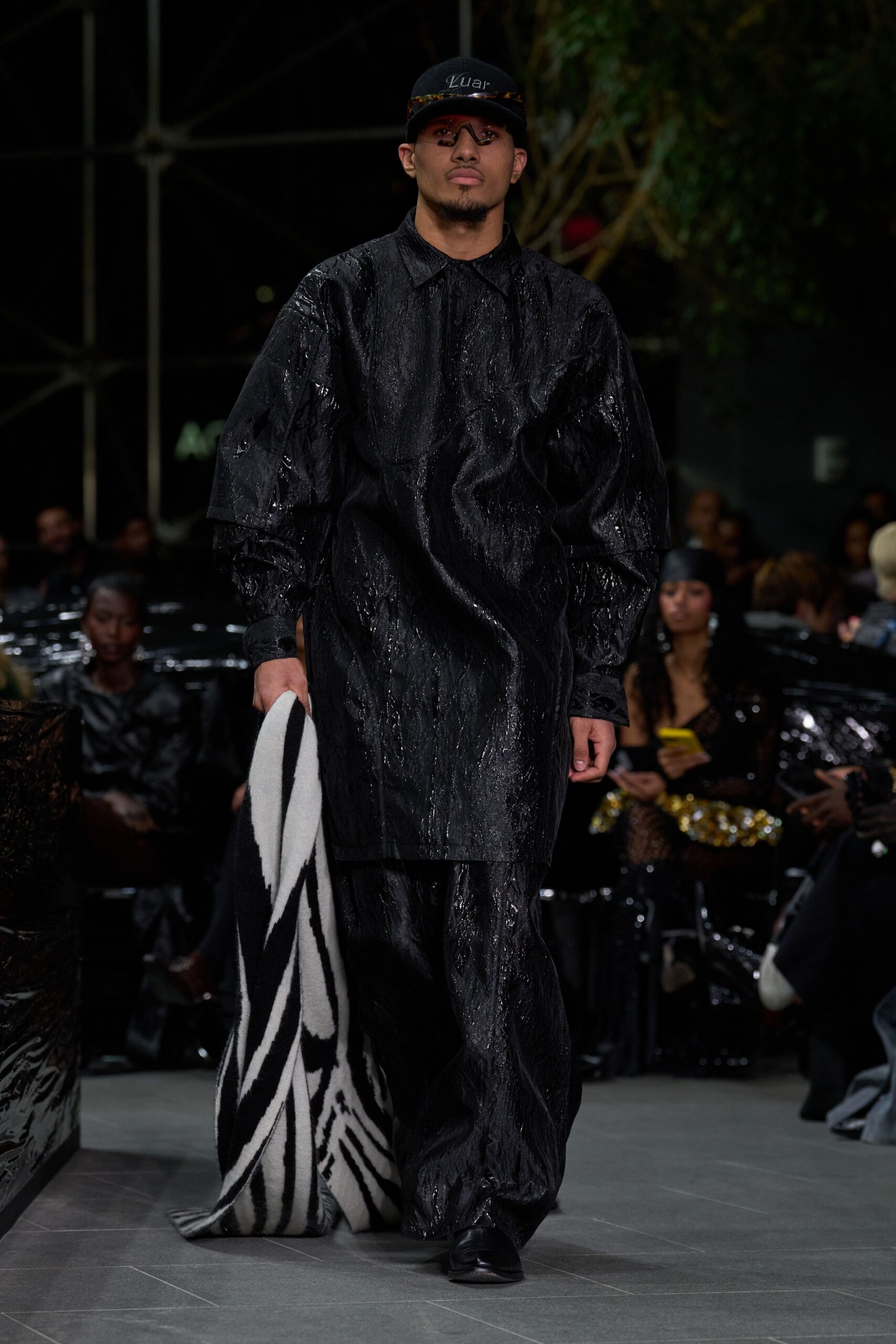 black silk shirt and pants