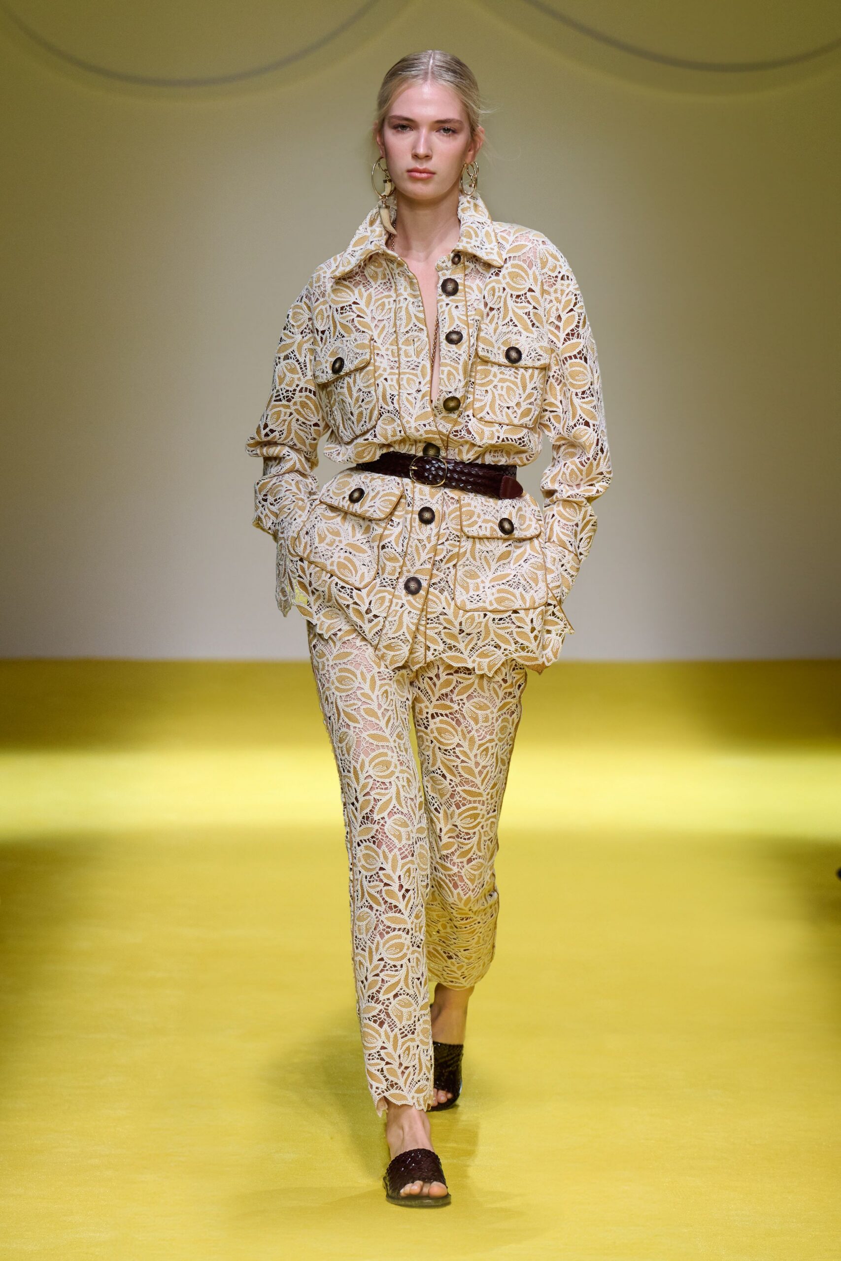 embroidered yellow jacket and pants