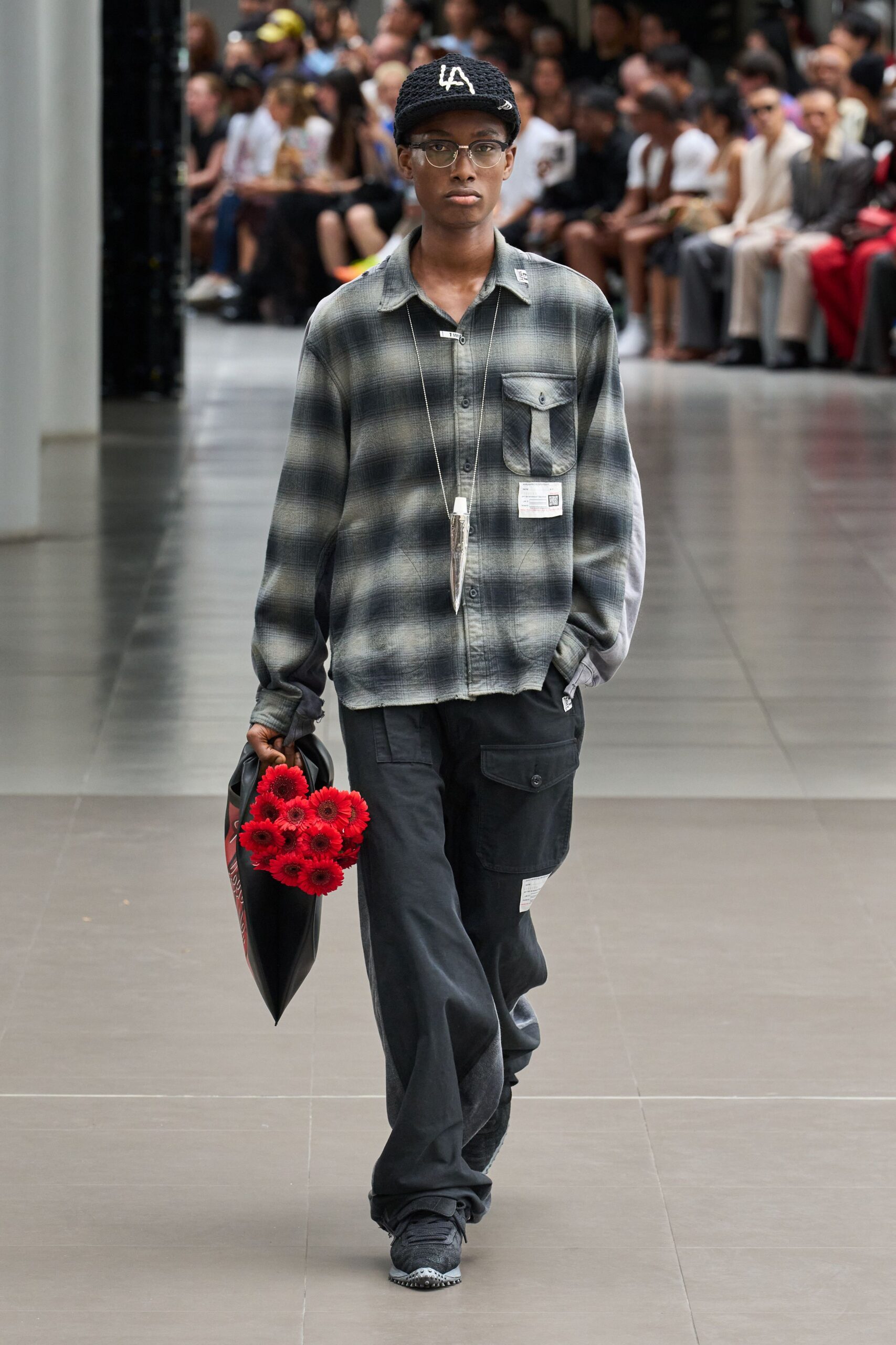 relaxed black checked shirt