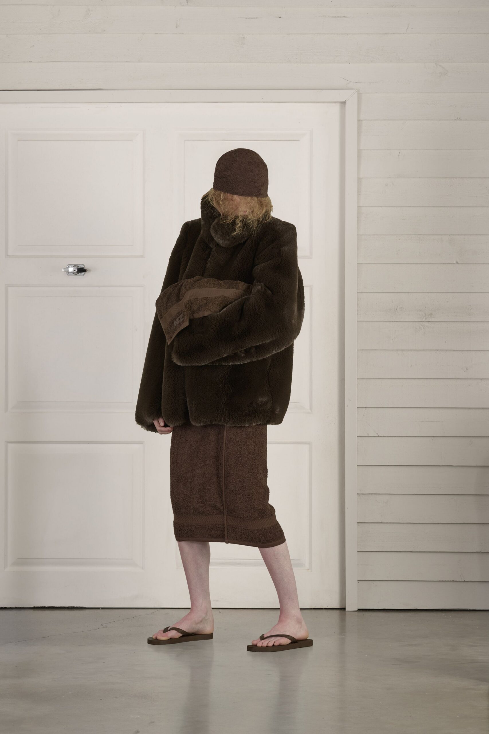 brown fur oversized coat