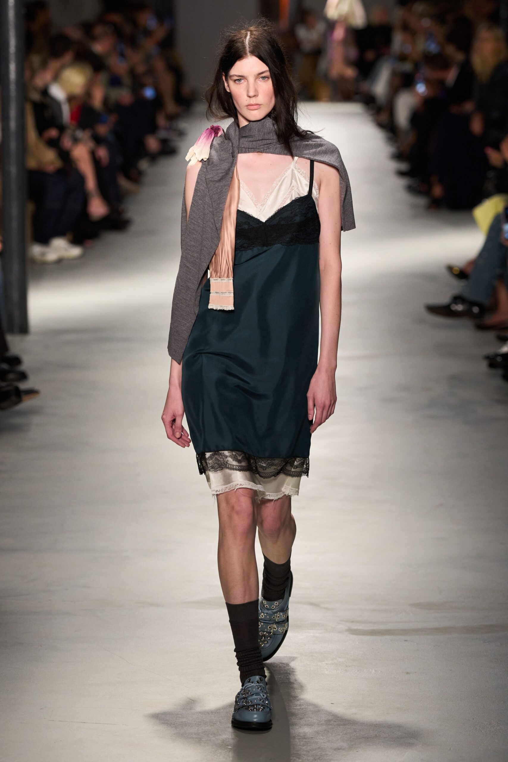 black green silk mini dress