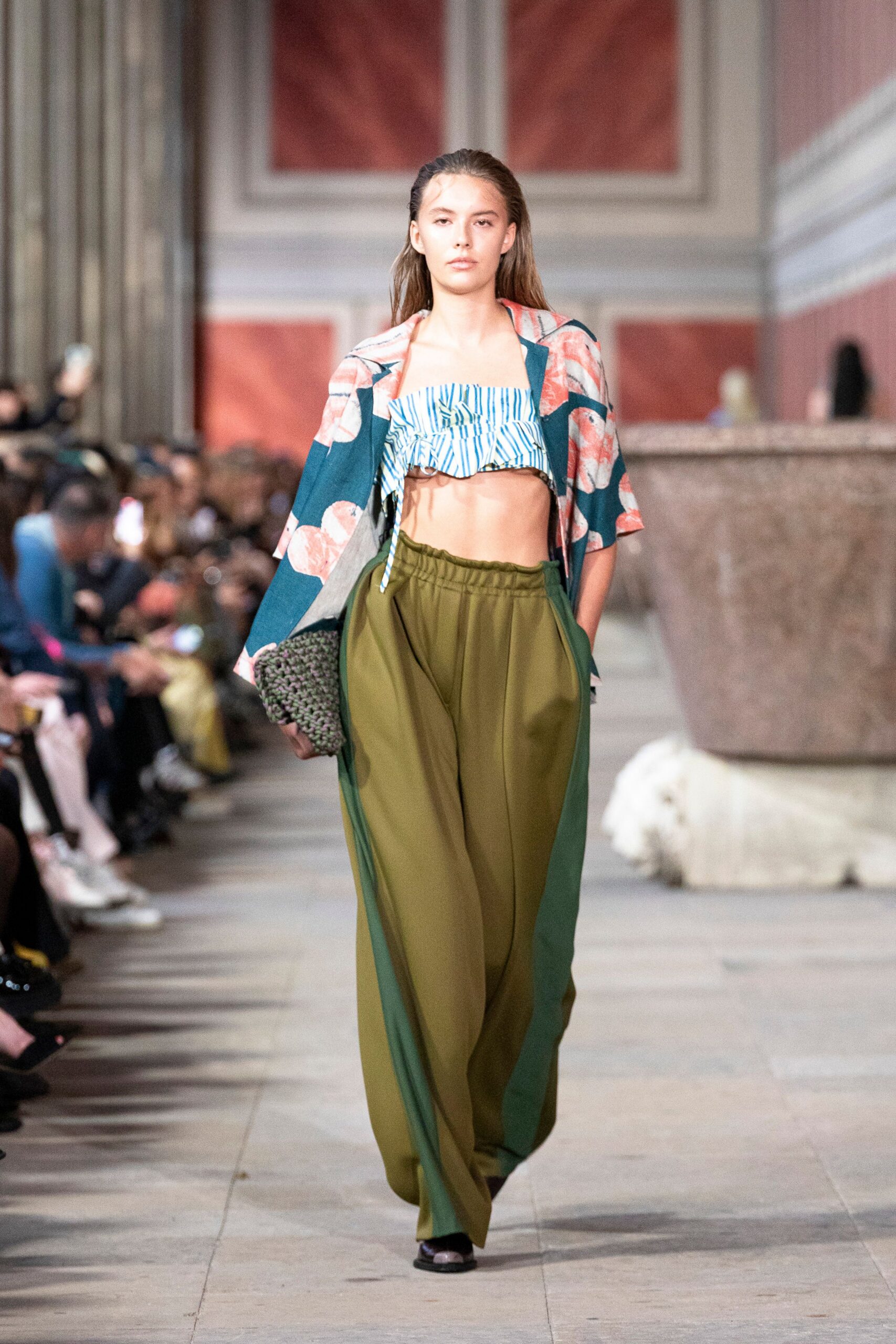 green cotton relaxed floral cape
