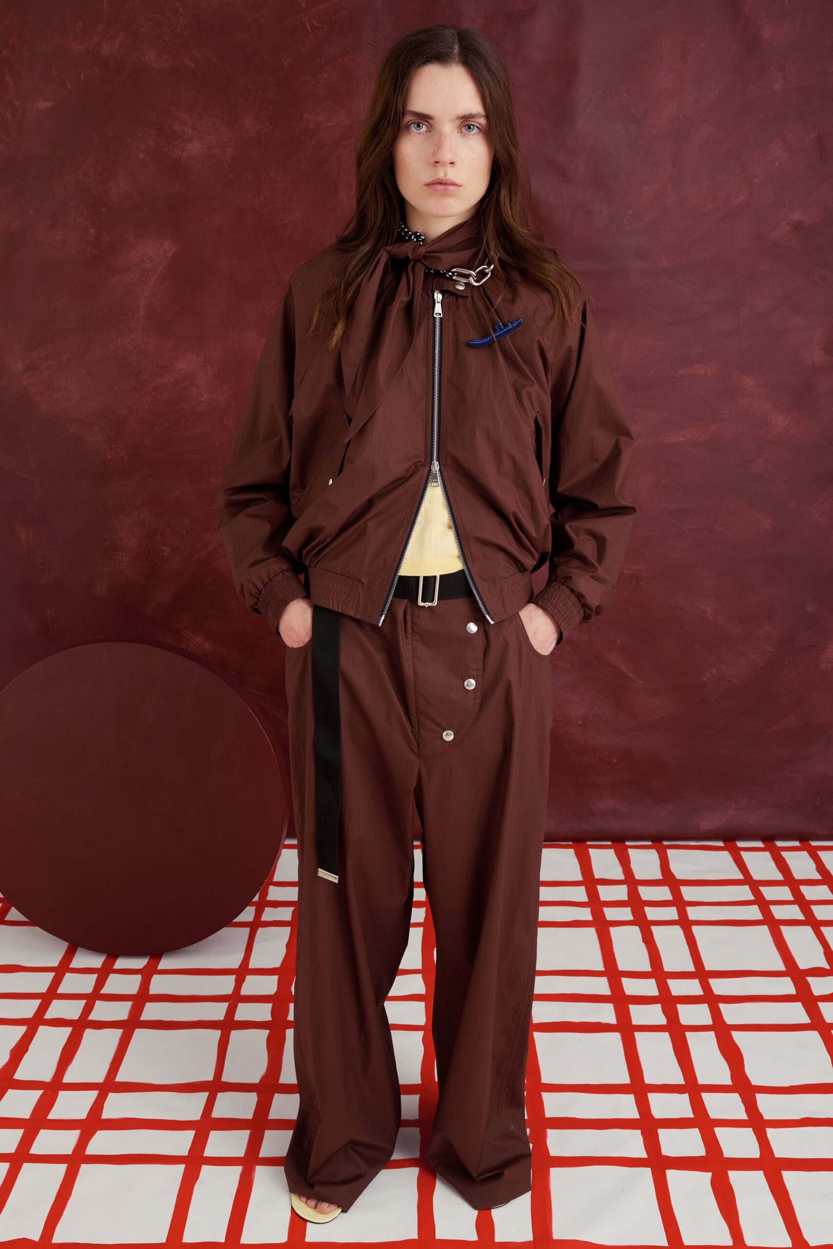 brown relaxed jacket and pants