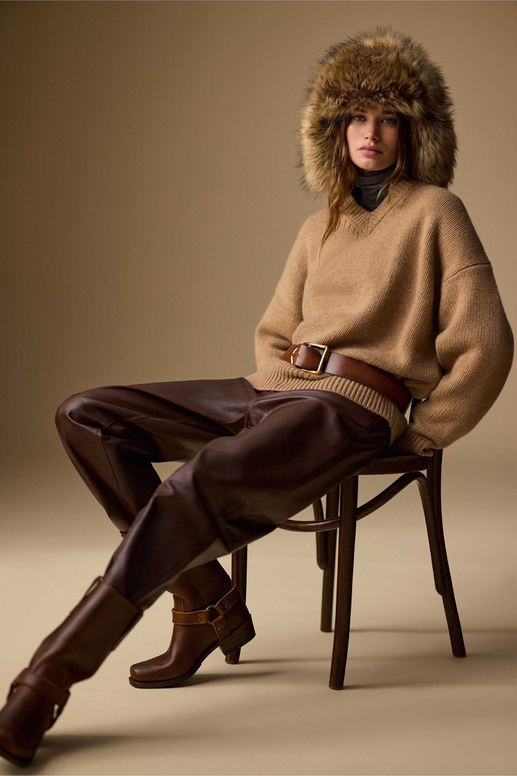 brown fur hat