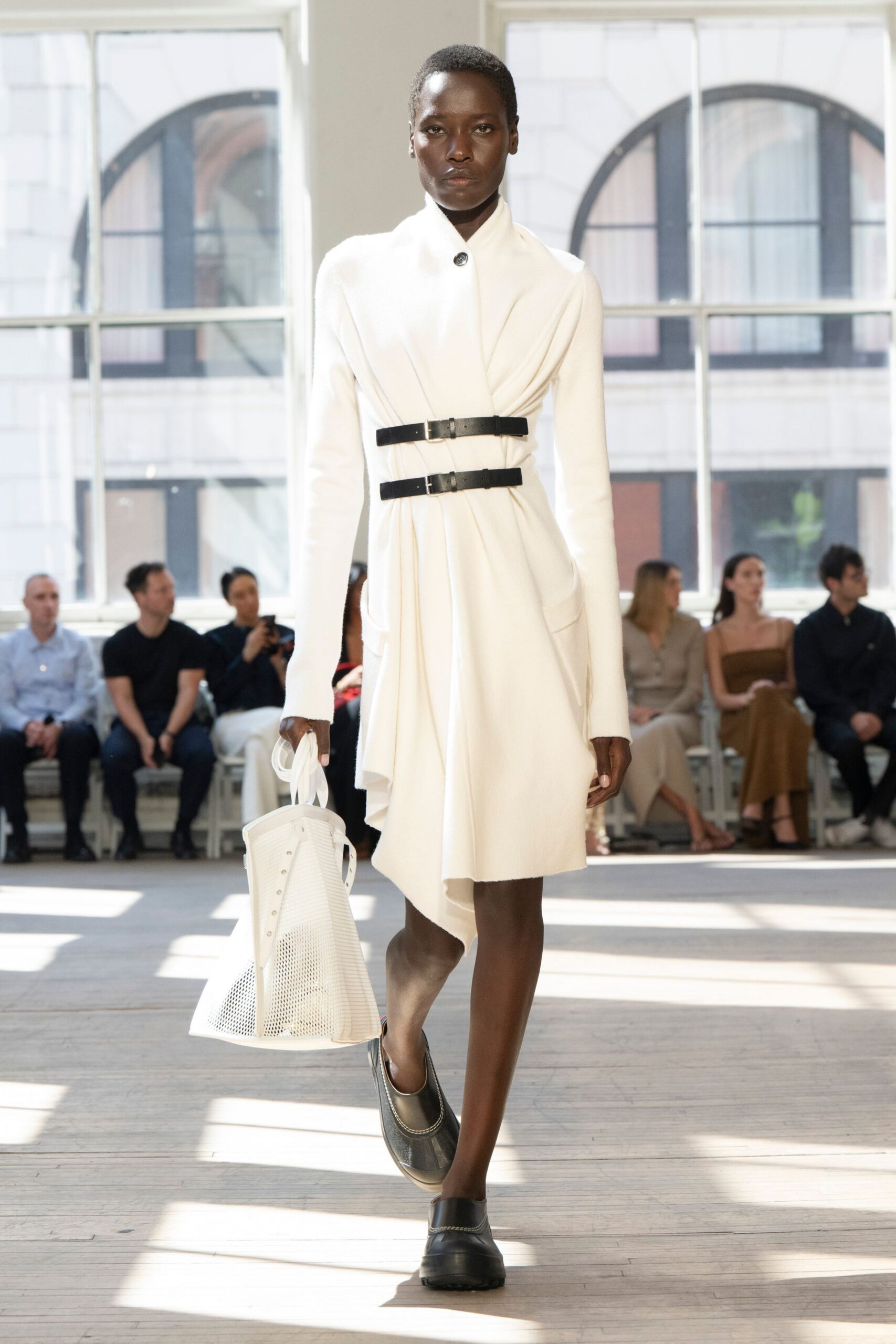 white belted midi dress