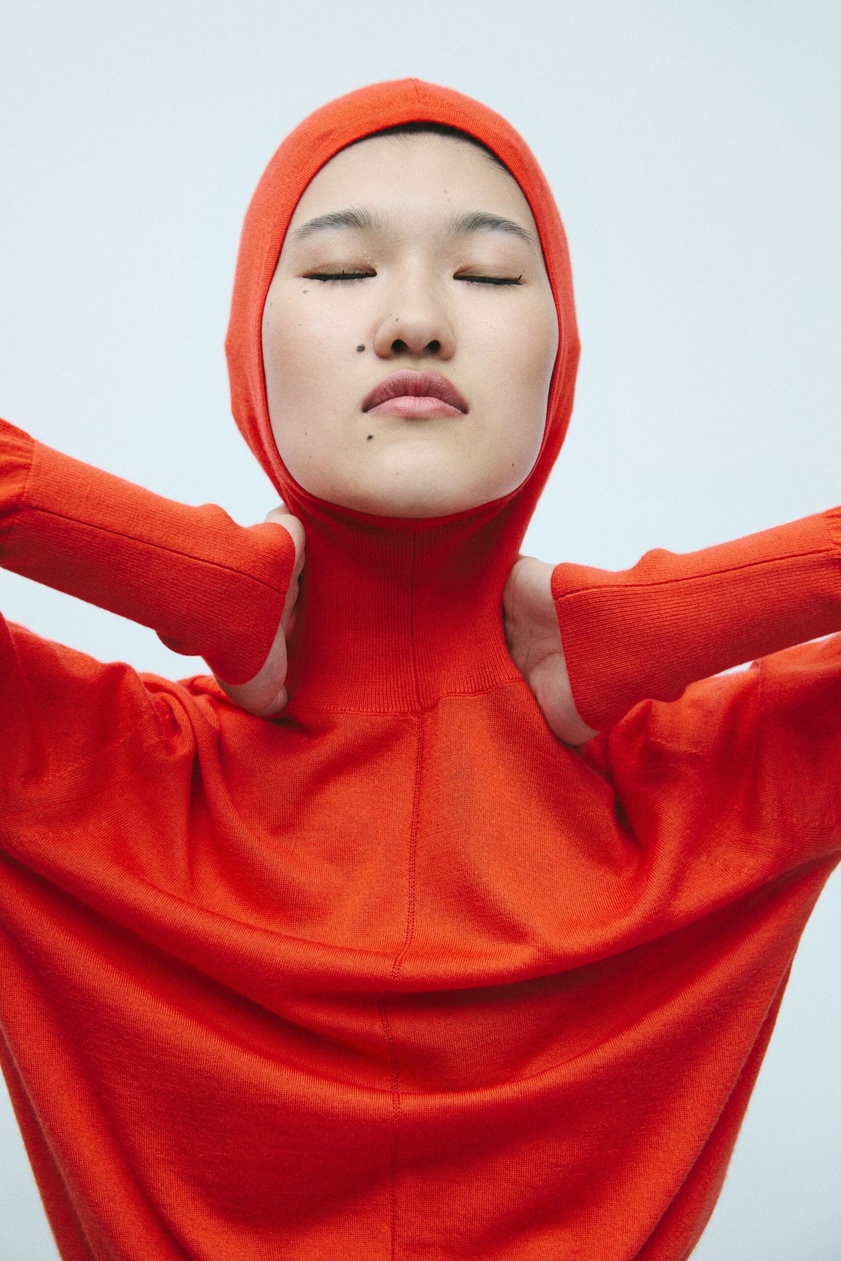 red relaxed turtleneck top