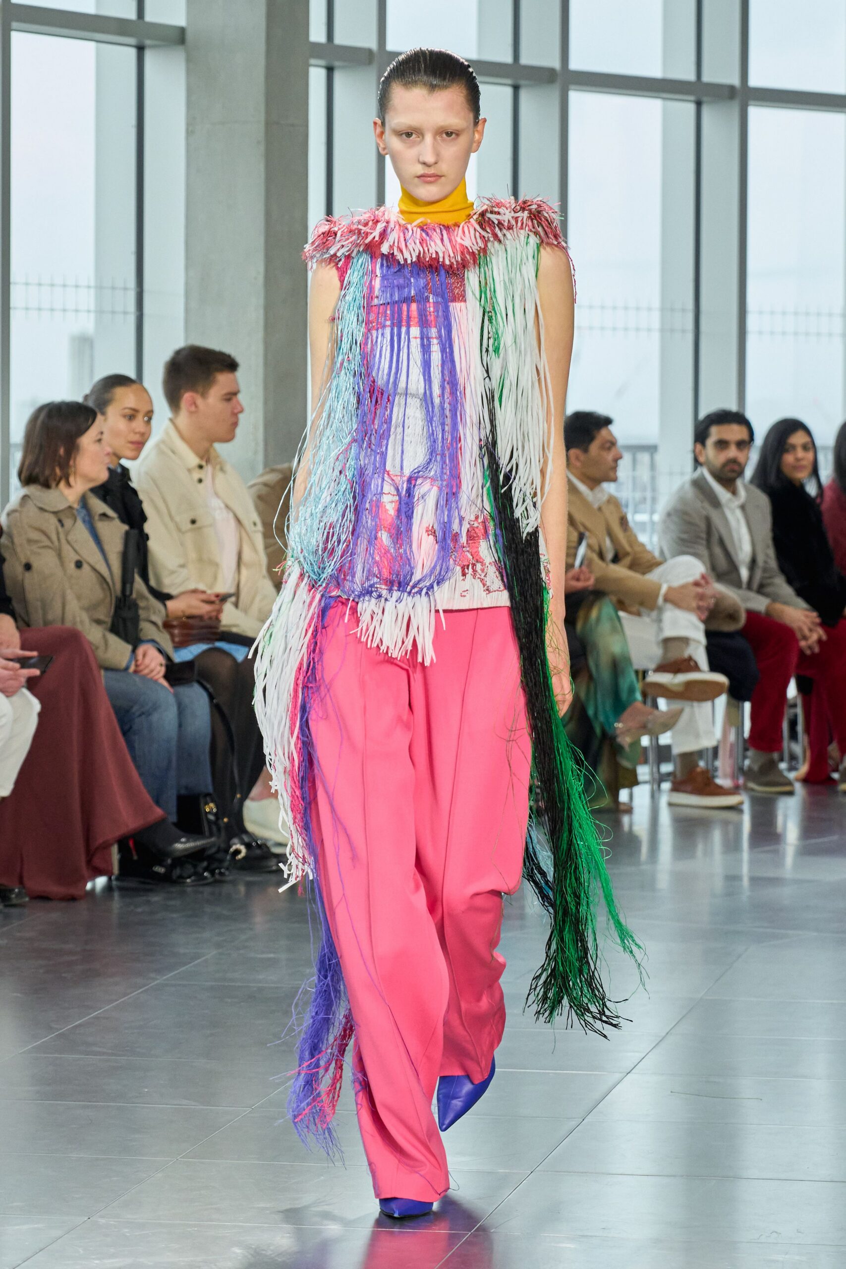 fringed top with wide-leg pants