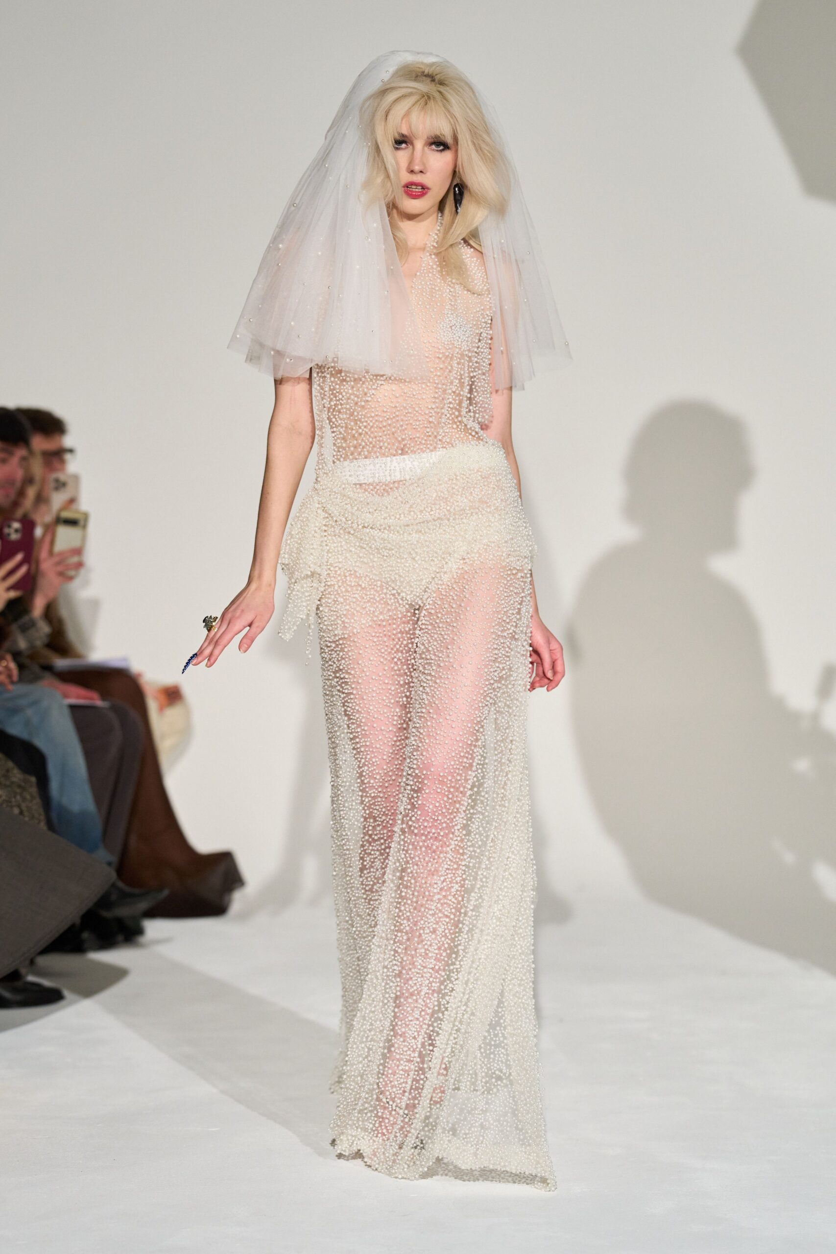 white sheer gown with veil