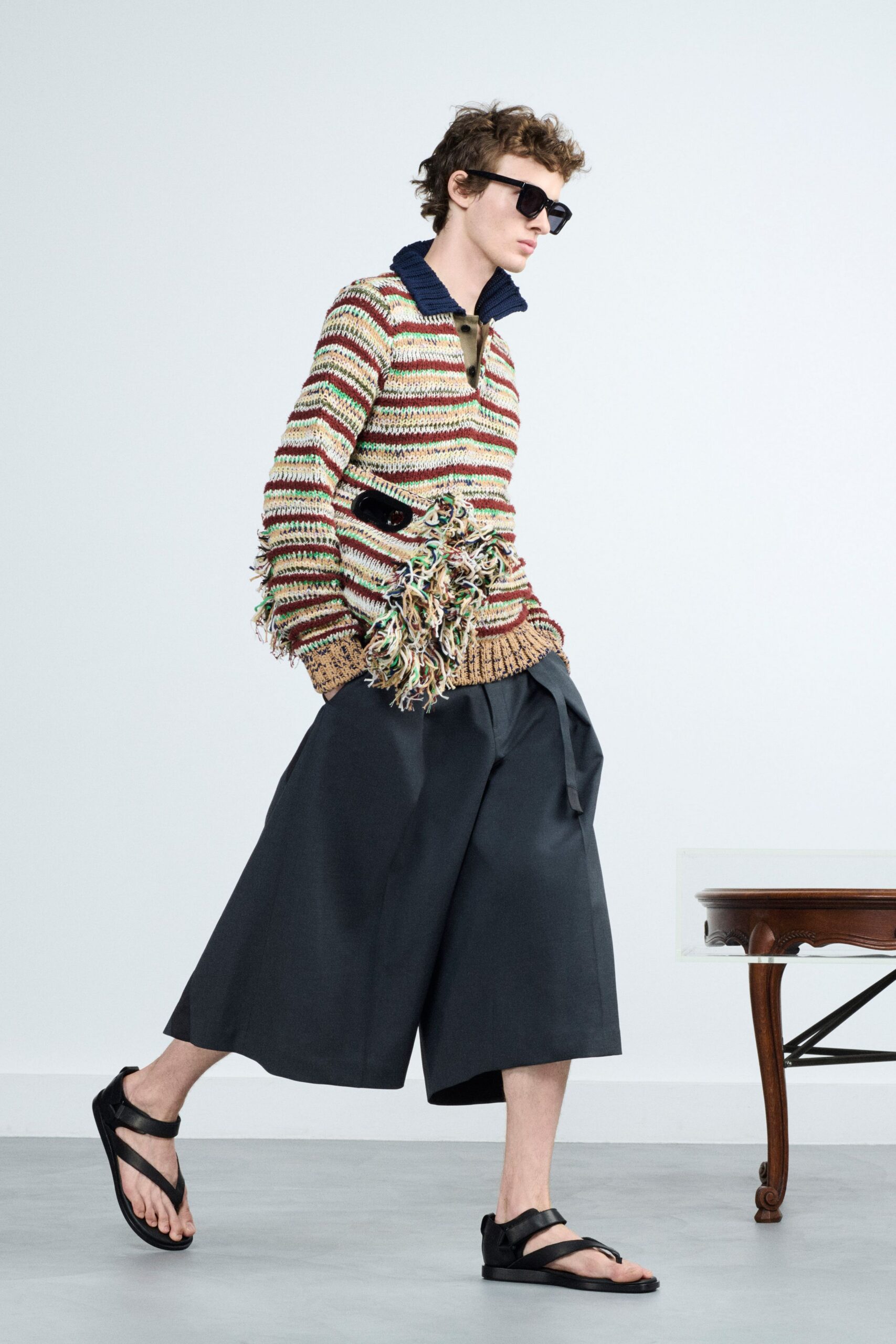 multi-colored relaxed sweater with culottes