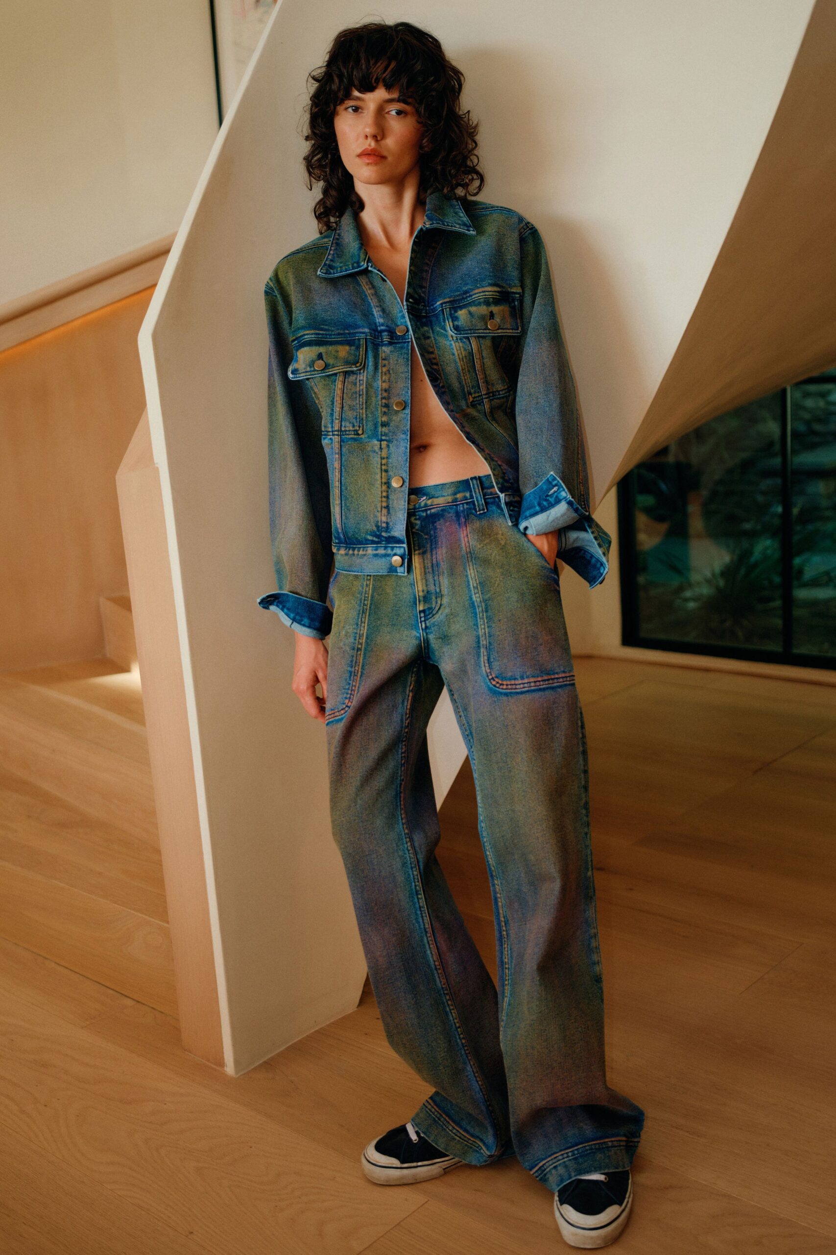 denim jacket and pants outfit