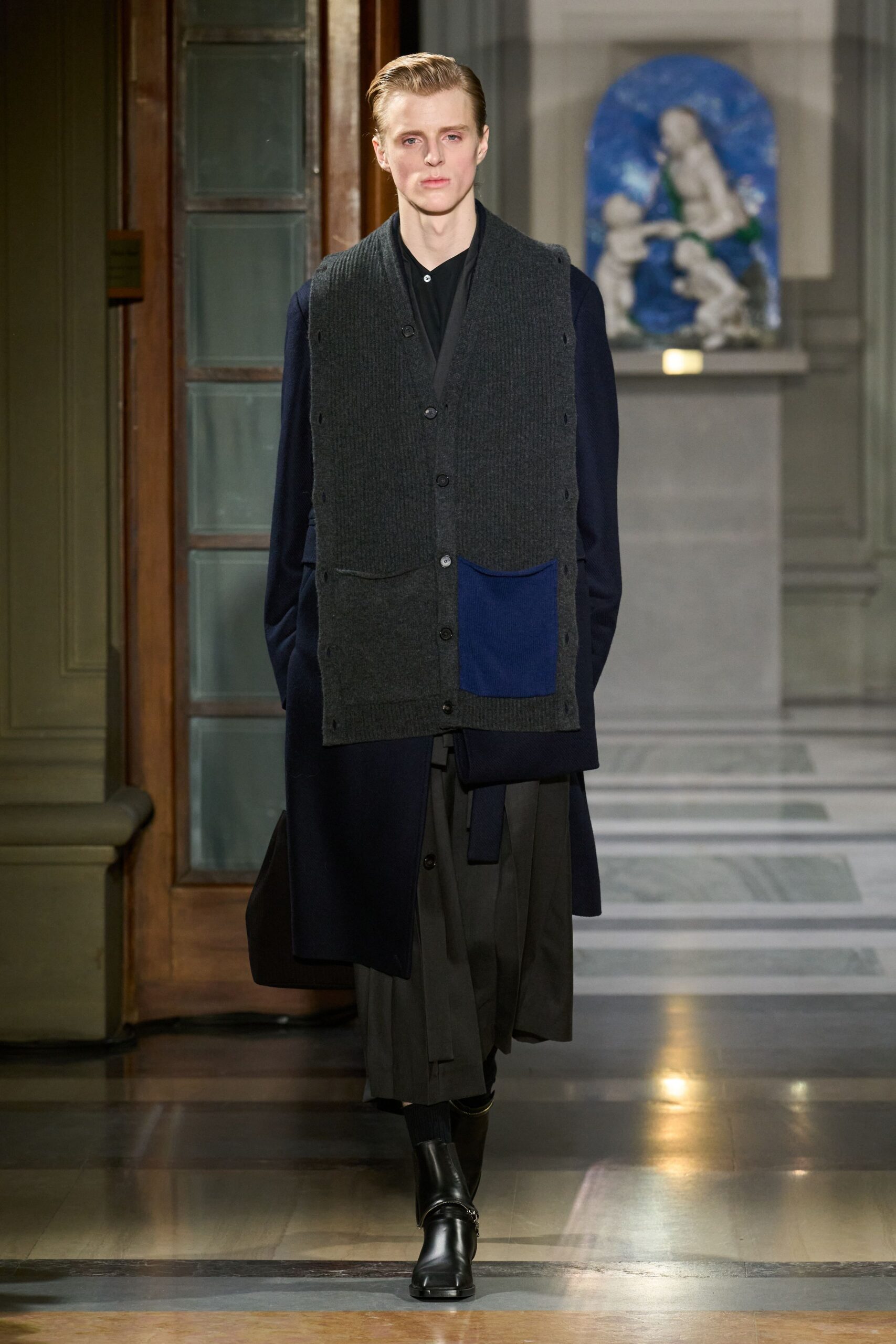 black wool coat with vest