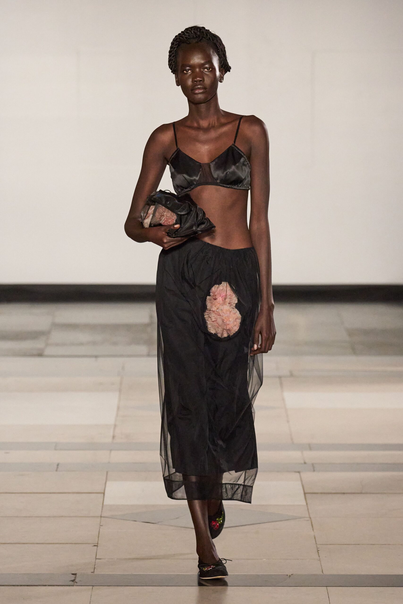 black silk ruched bag