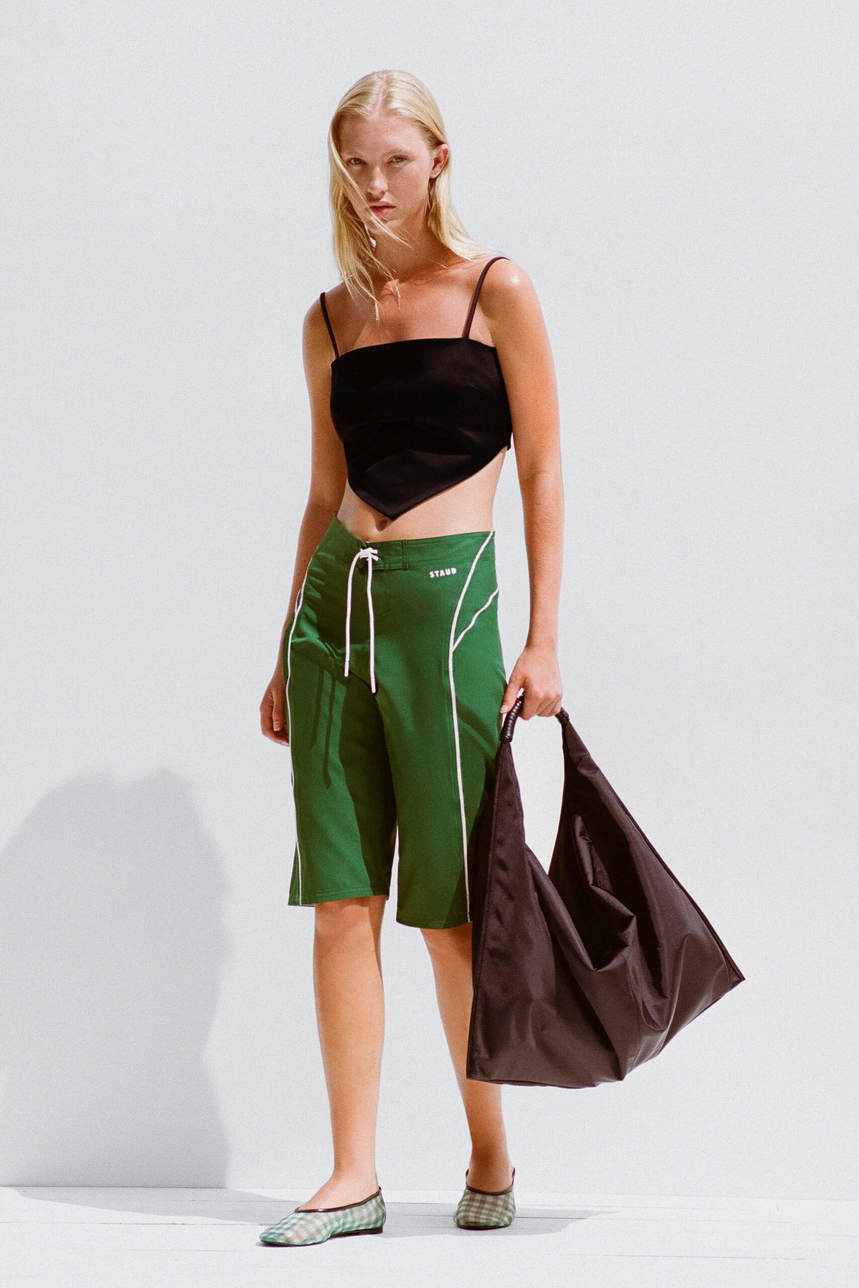 black sleeveless fitted top