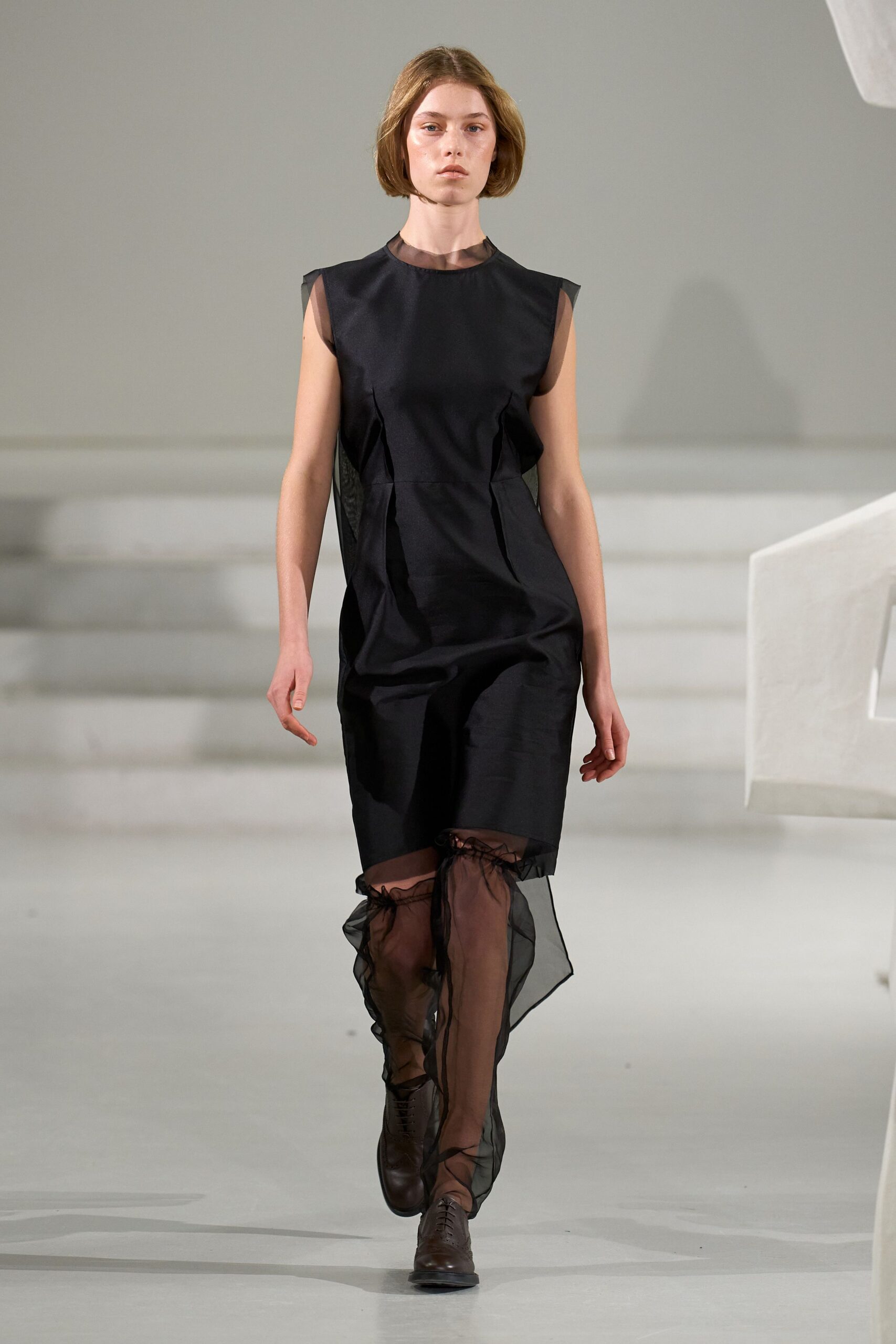 black silk sleeveless midi dress