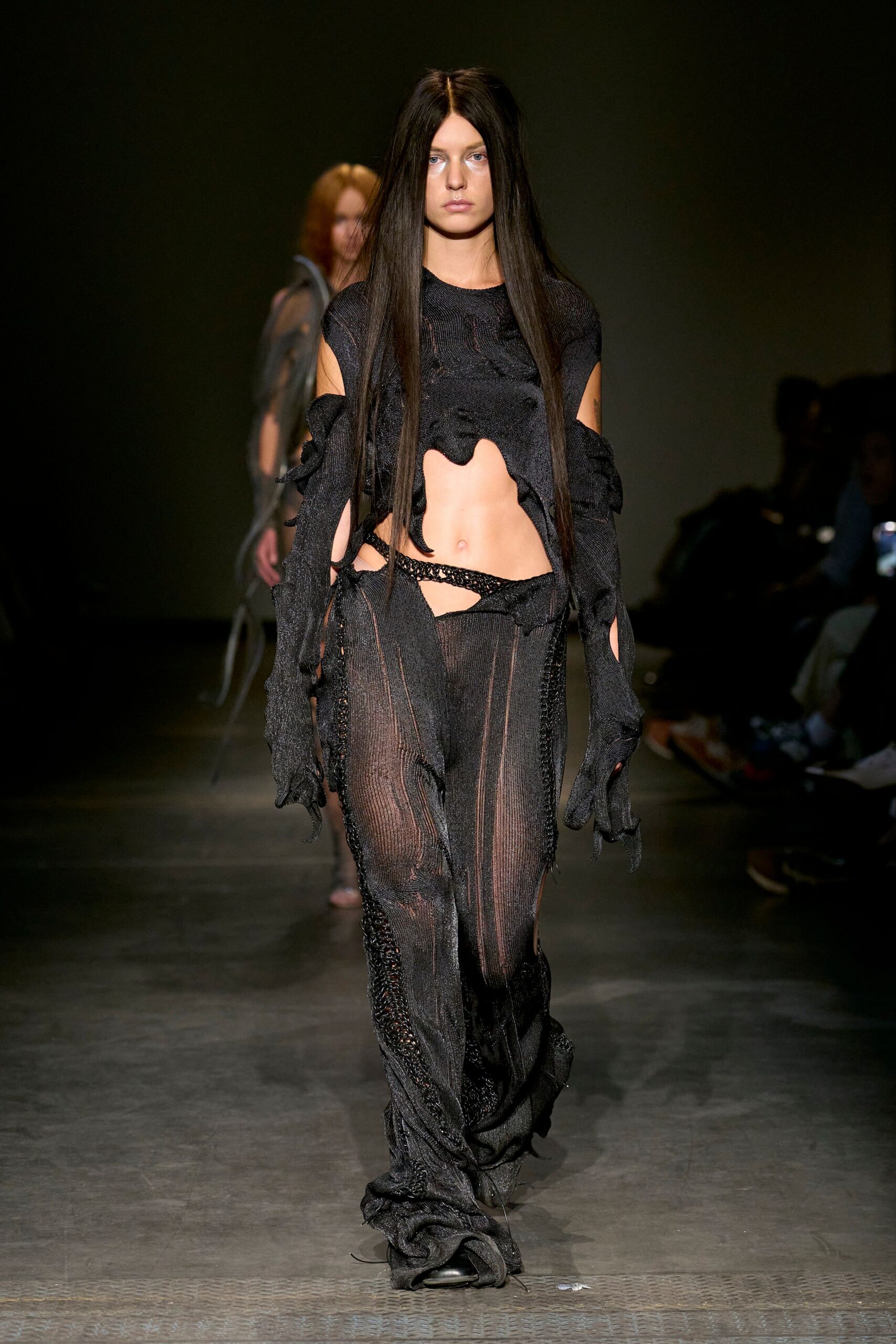 black mesh top and pants