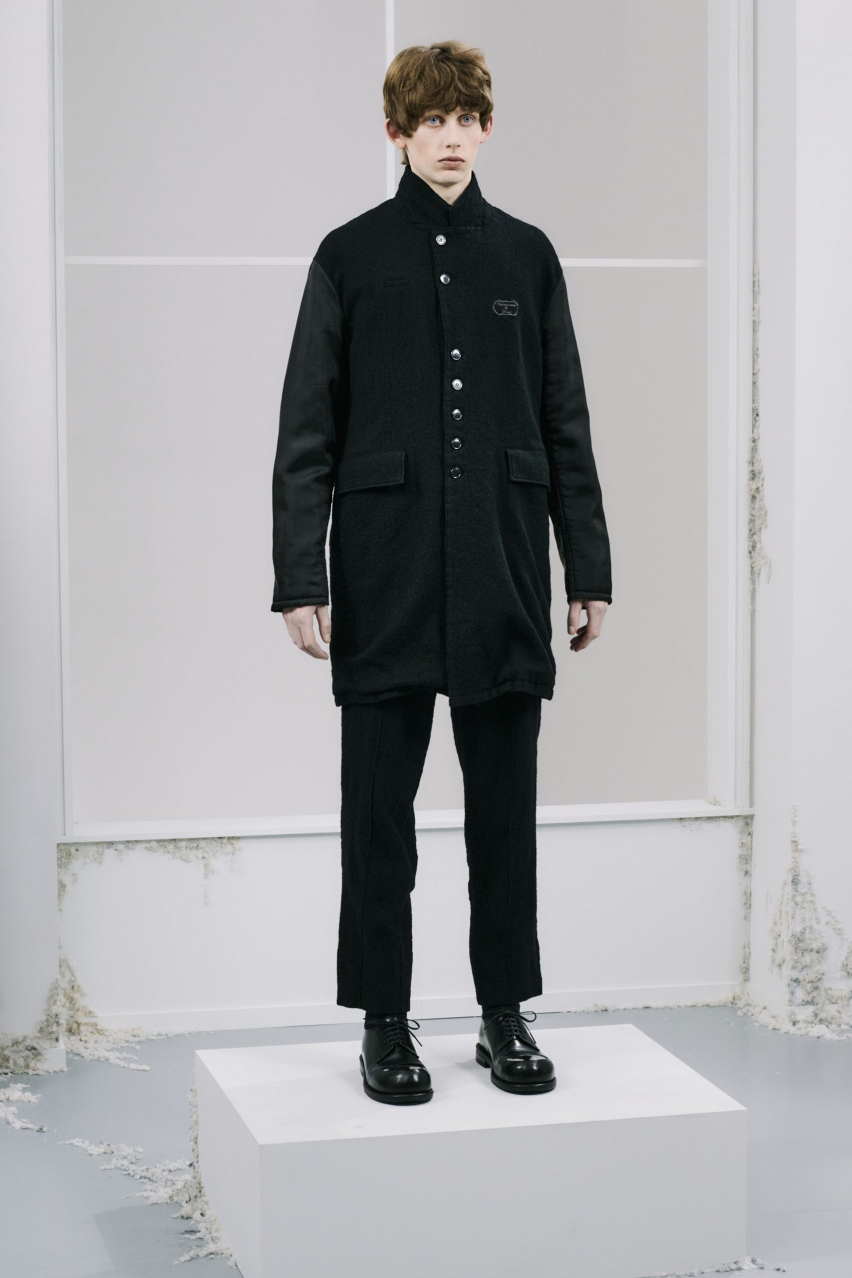 black wool coat and pants