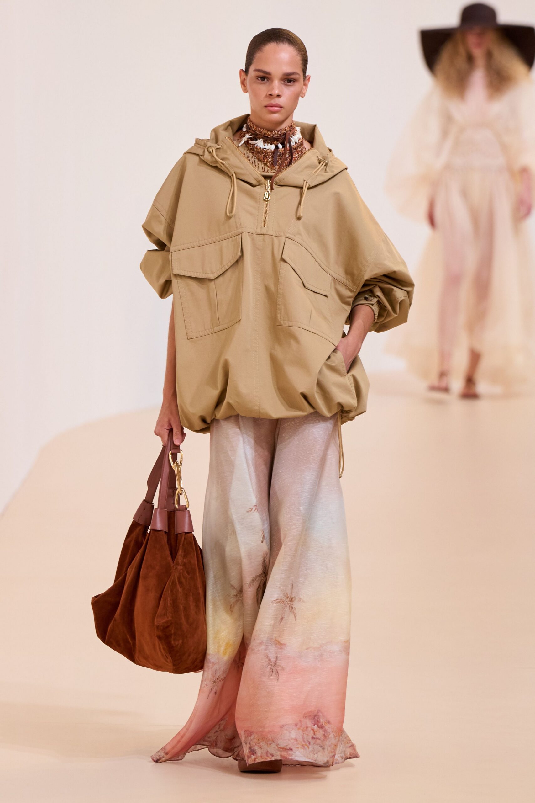 multi silk relaxed wide-leg flowing pants