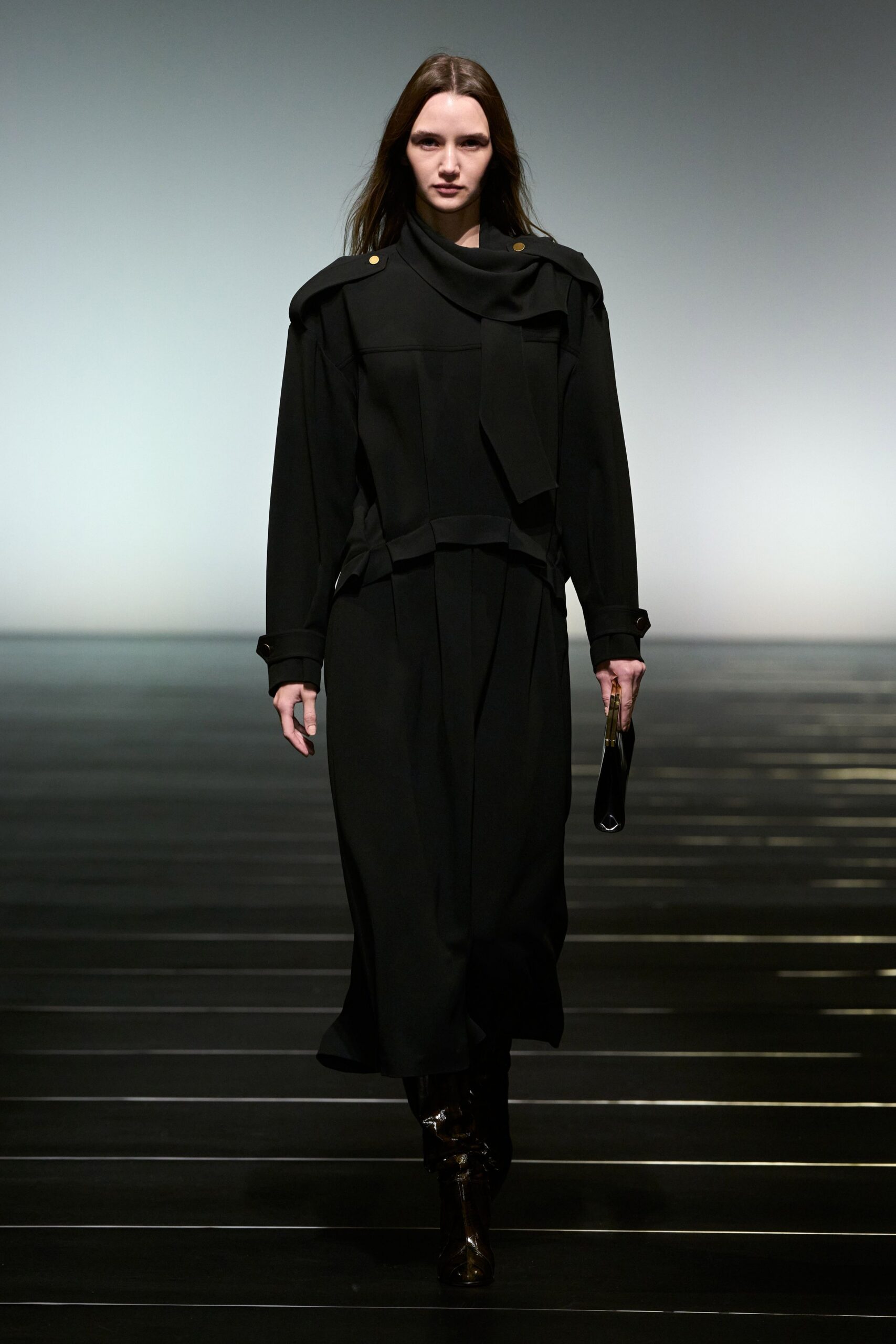 black midi dress with bag