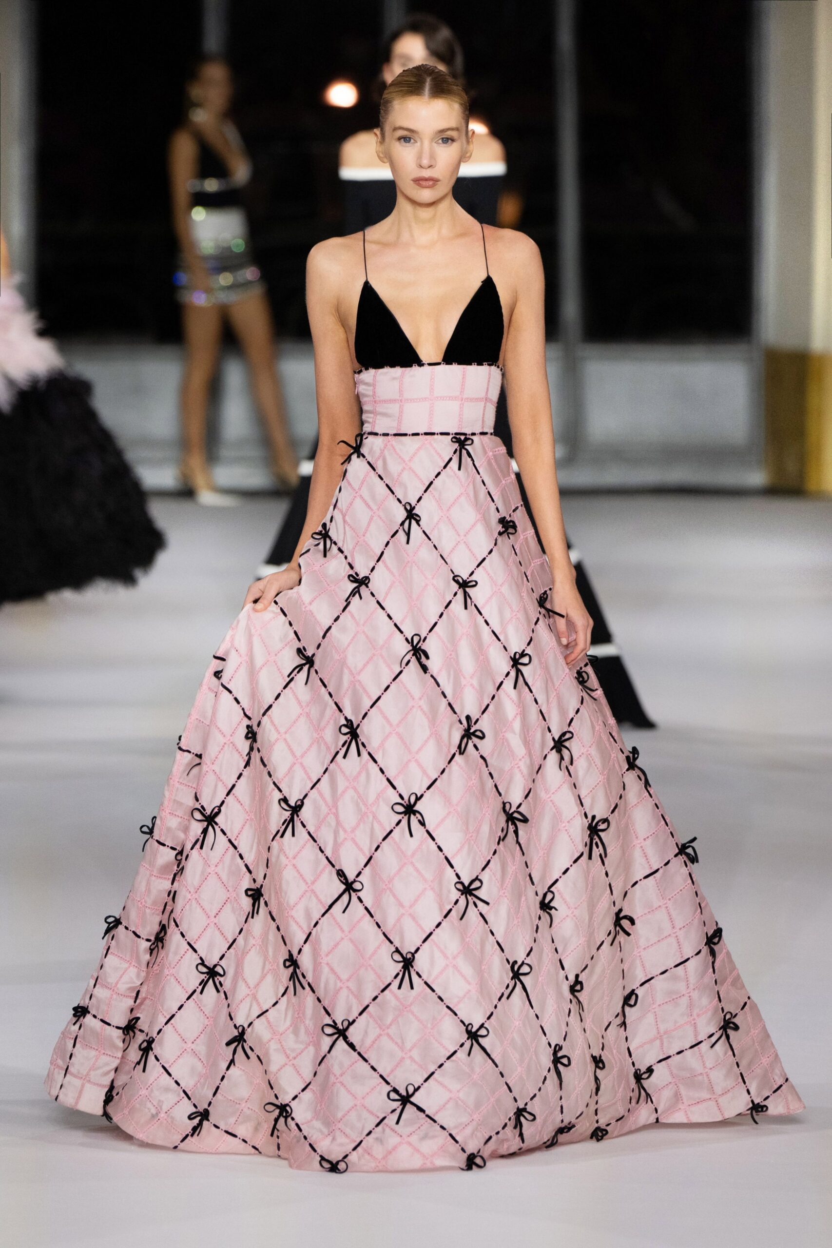 pink silk sleeveless gown