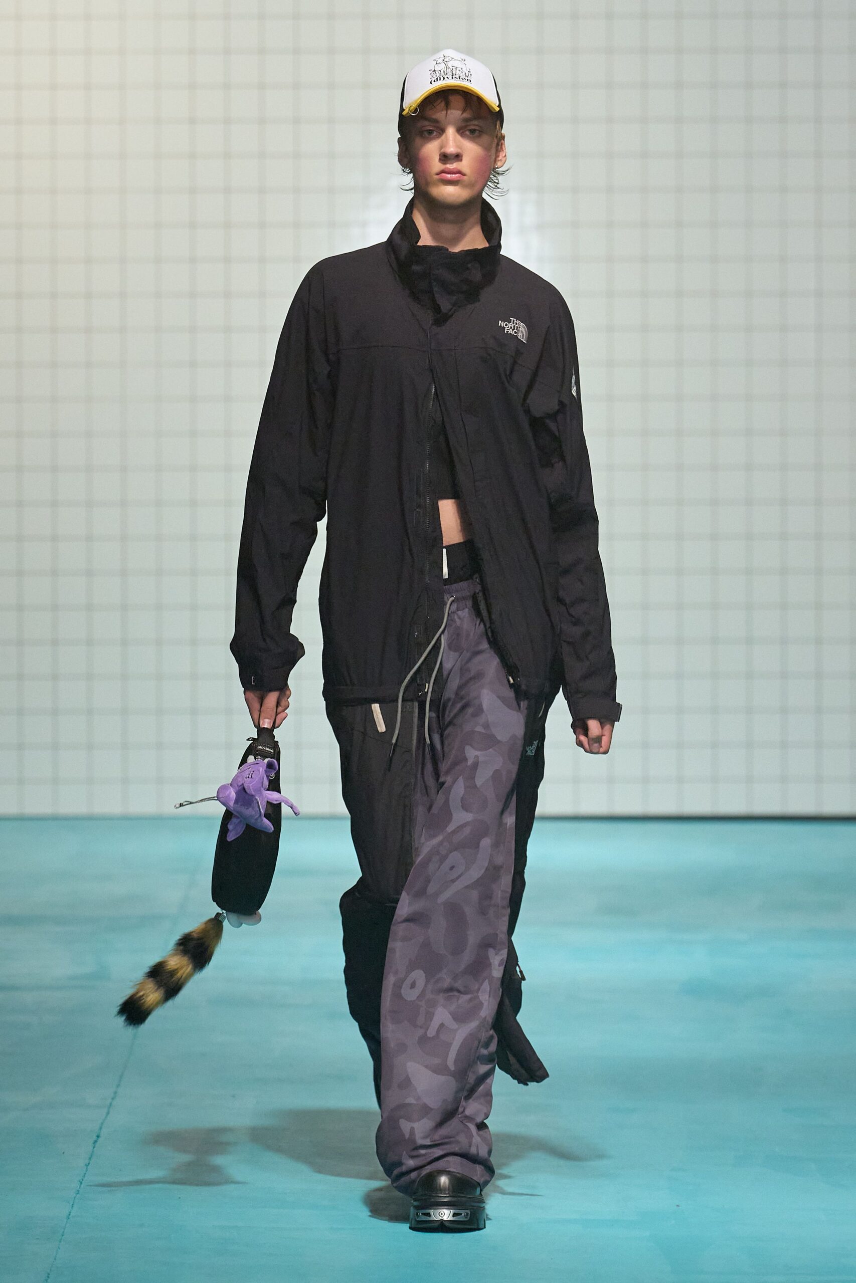 black relaxed jacket with cargo pants