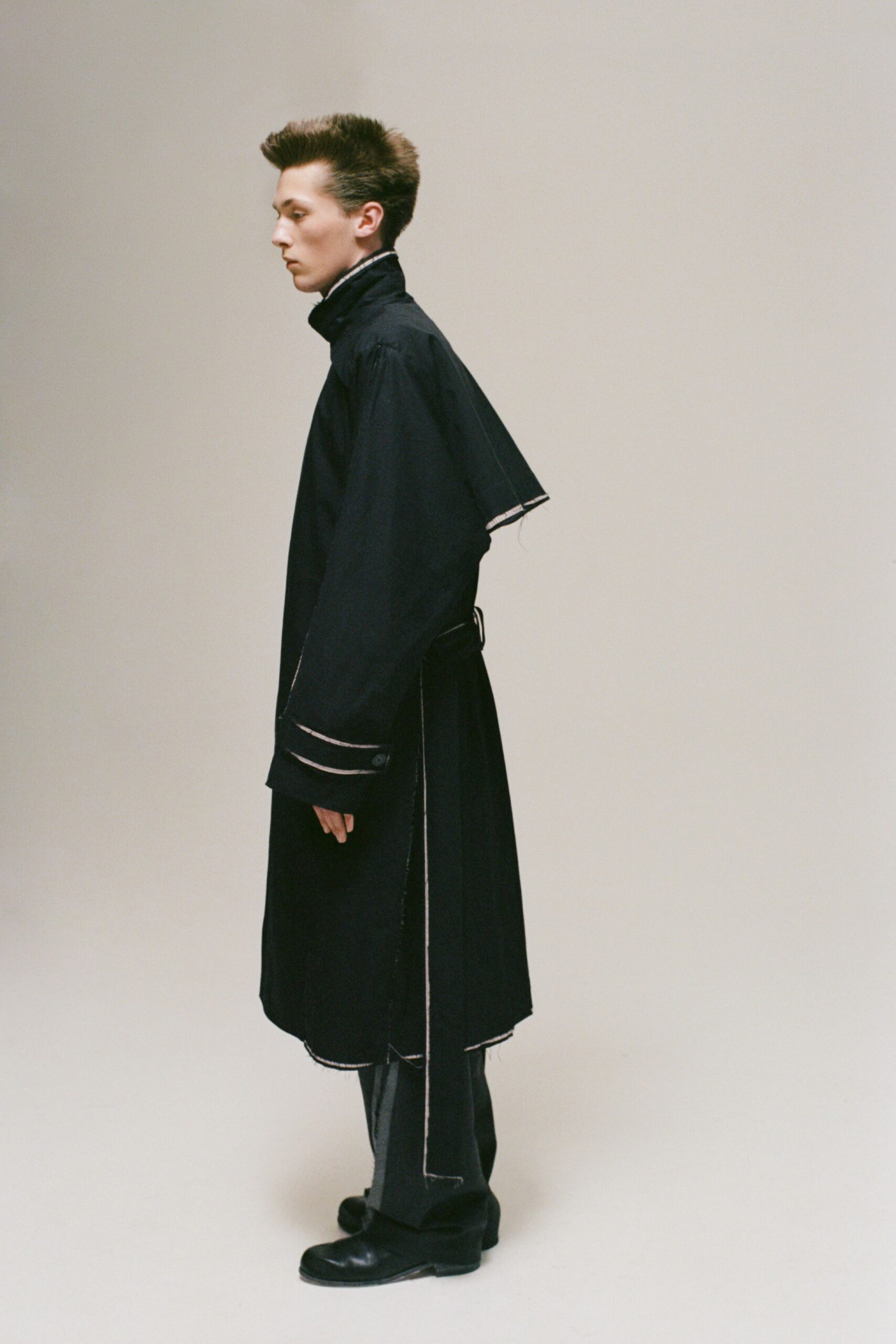 black coat with slim pants