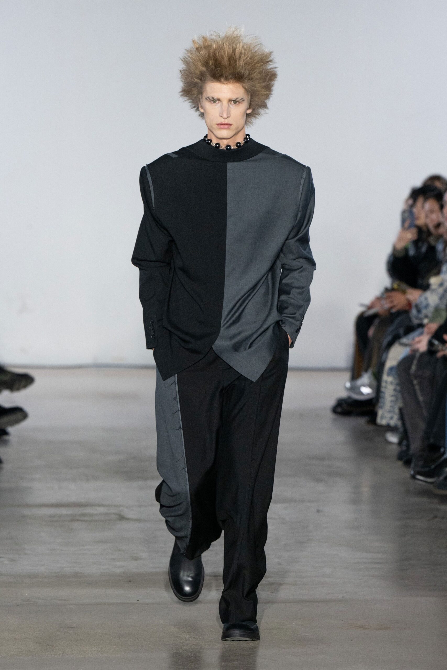 black and gray color-blocked top