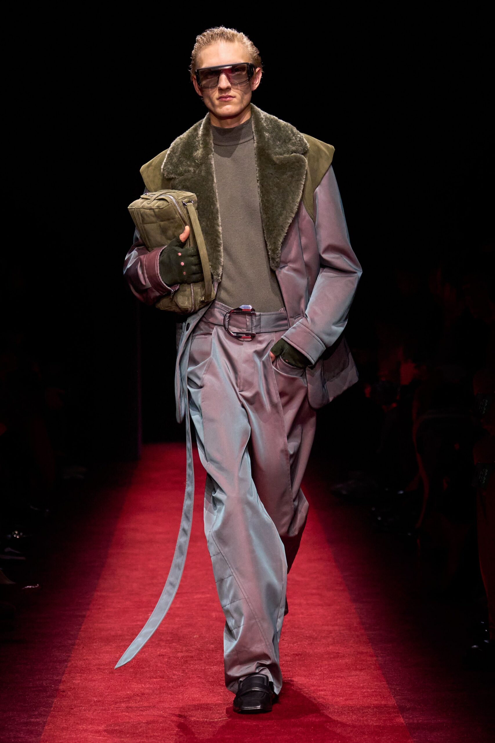 gray silk long-sleeve collared relaxed zippered jacket