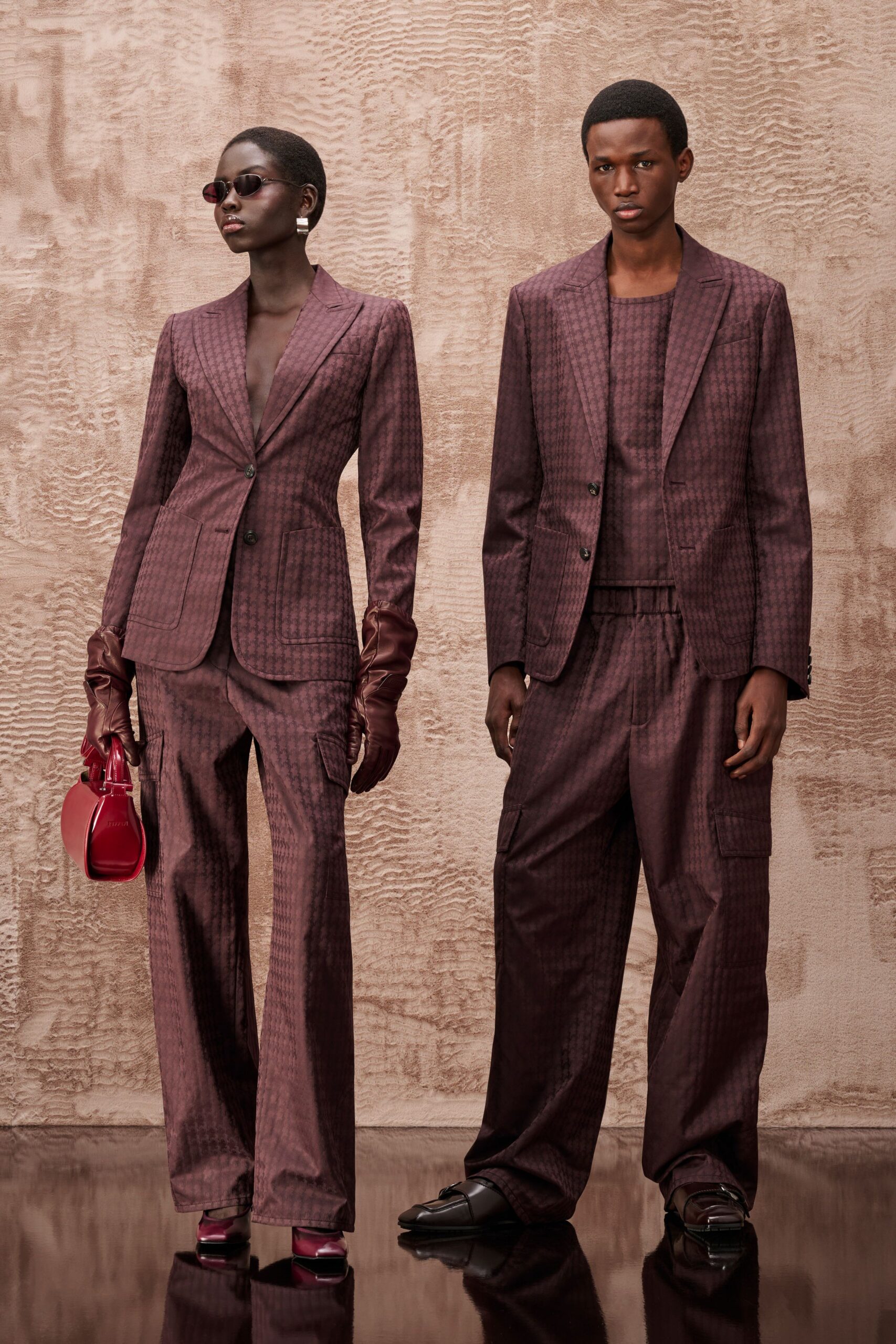 purple cotton long-sleeve collared tailored checked blazer