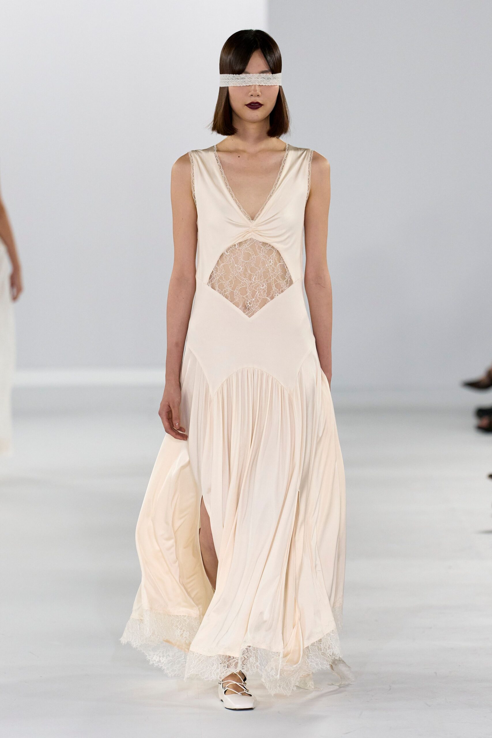 ivory silk sleeveless gown