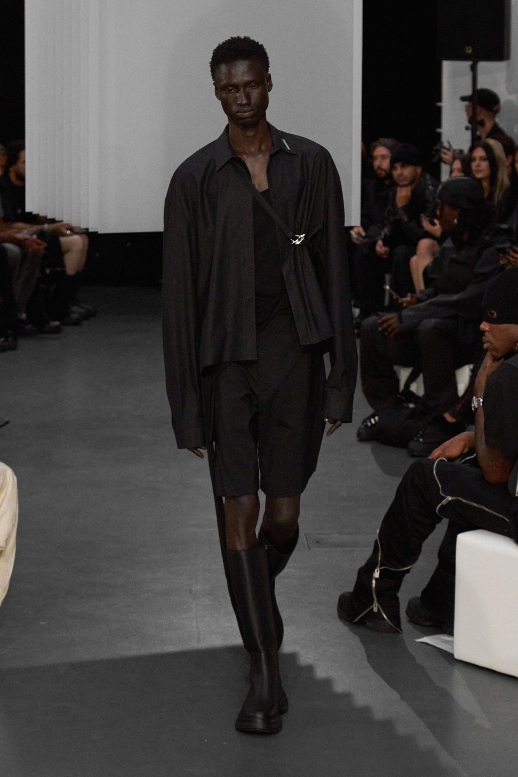 black relaxed shirt and shorts