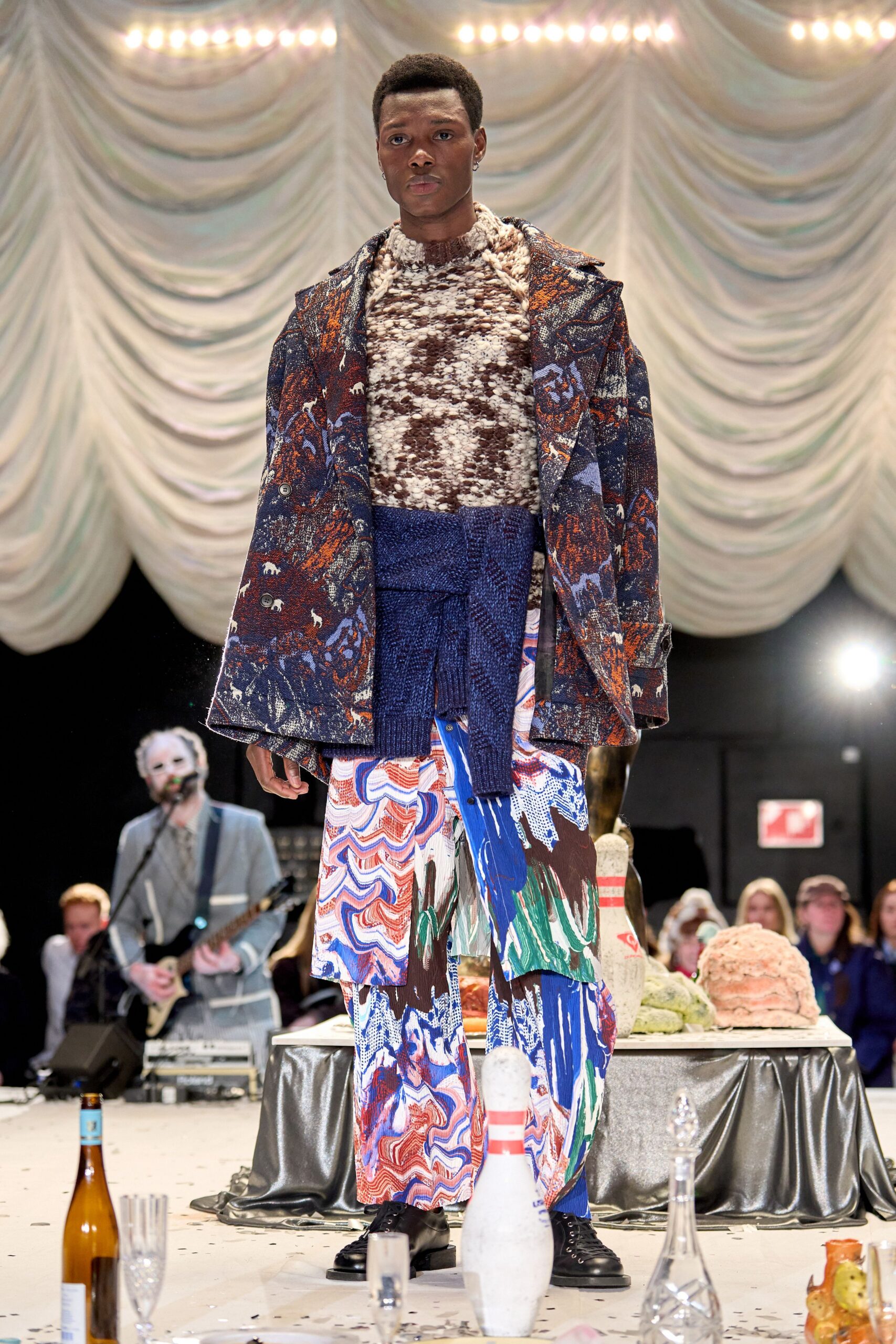 multi cotton long-sleeve relaxed printed jacket