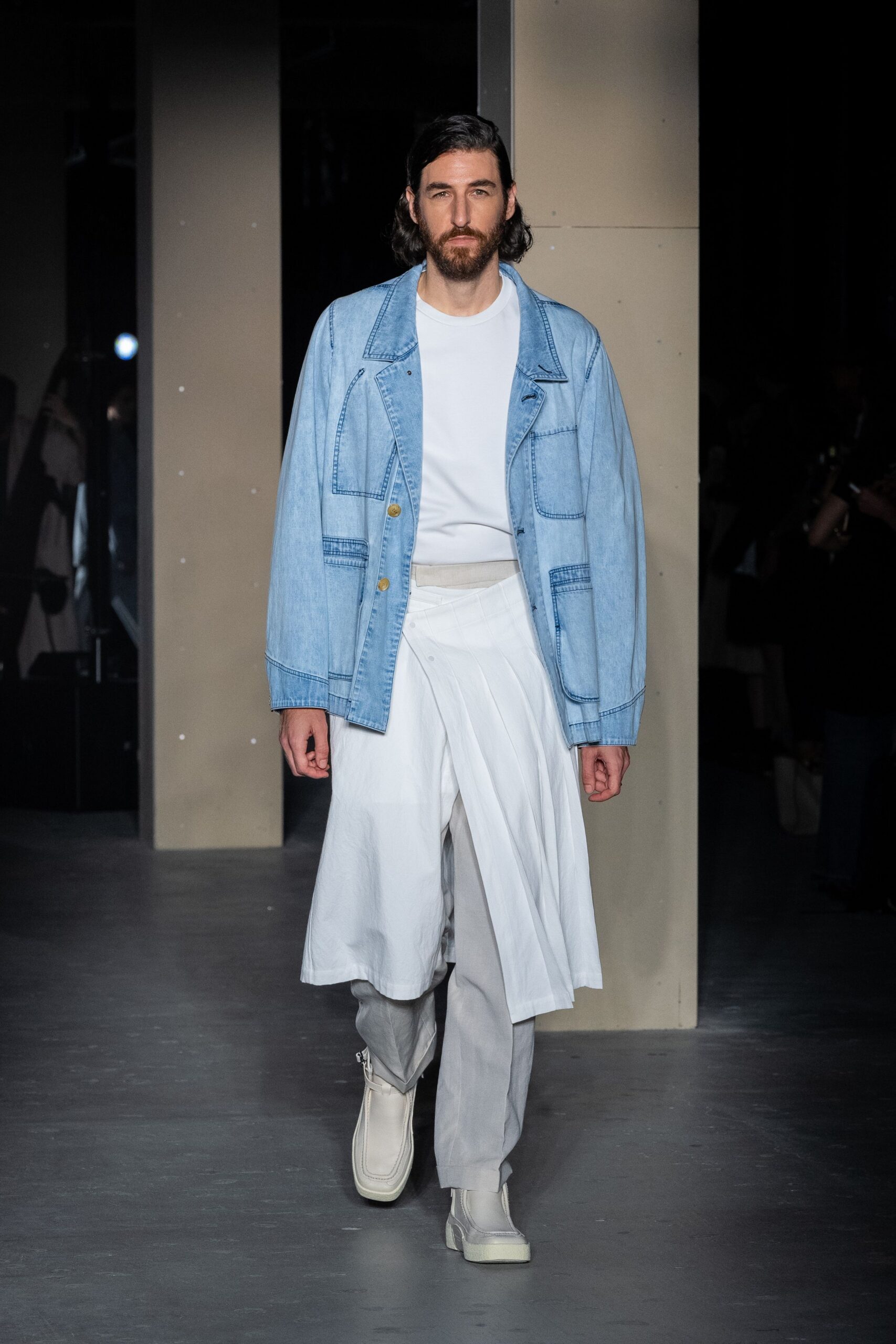 blue denim jacket with white t-shirt