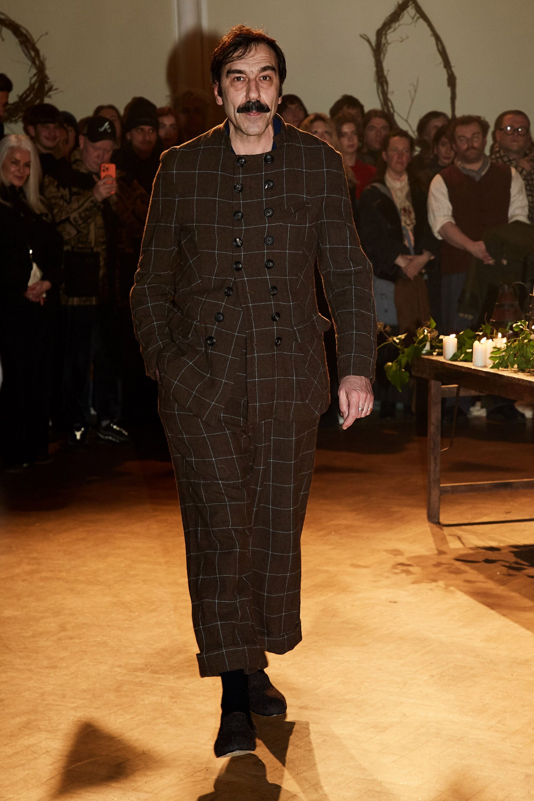 brown checked wool suit