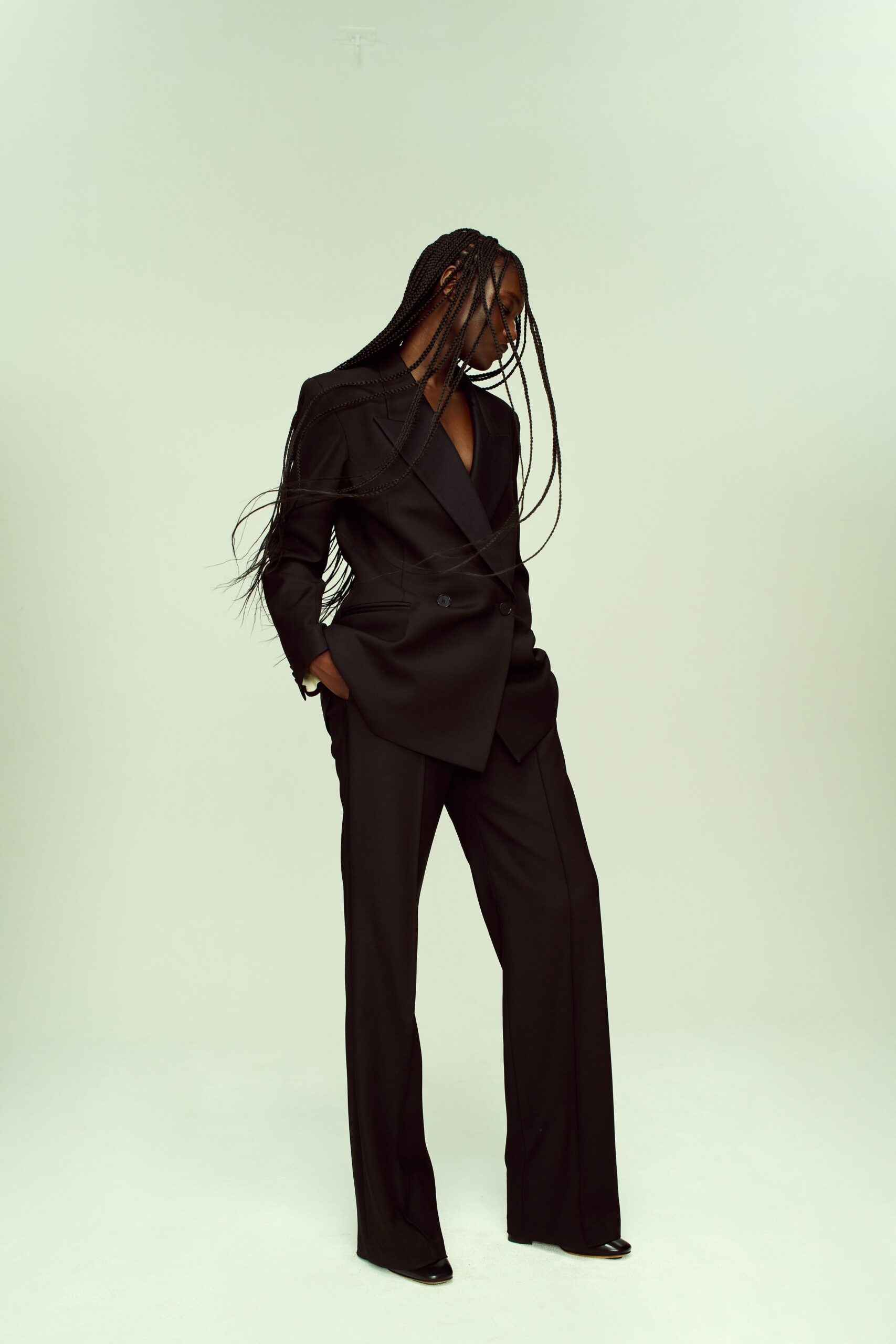 black tailored suit with pants