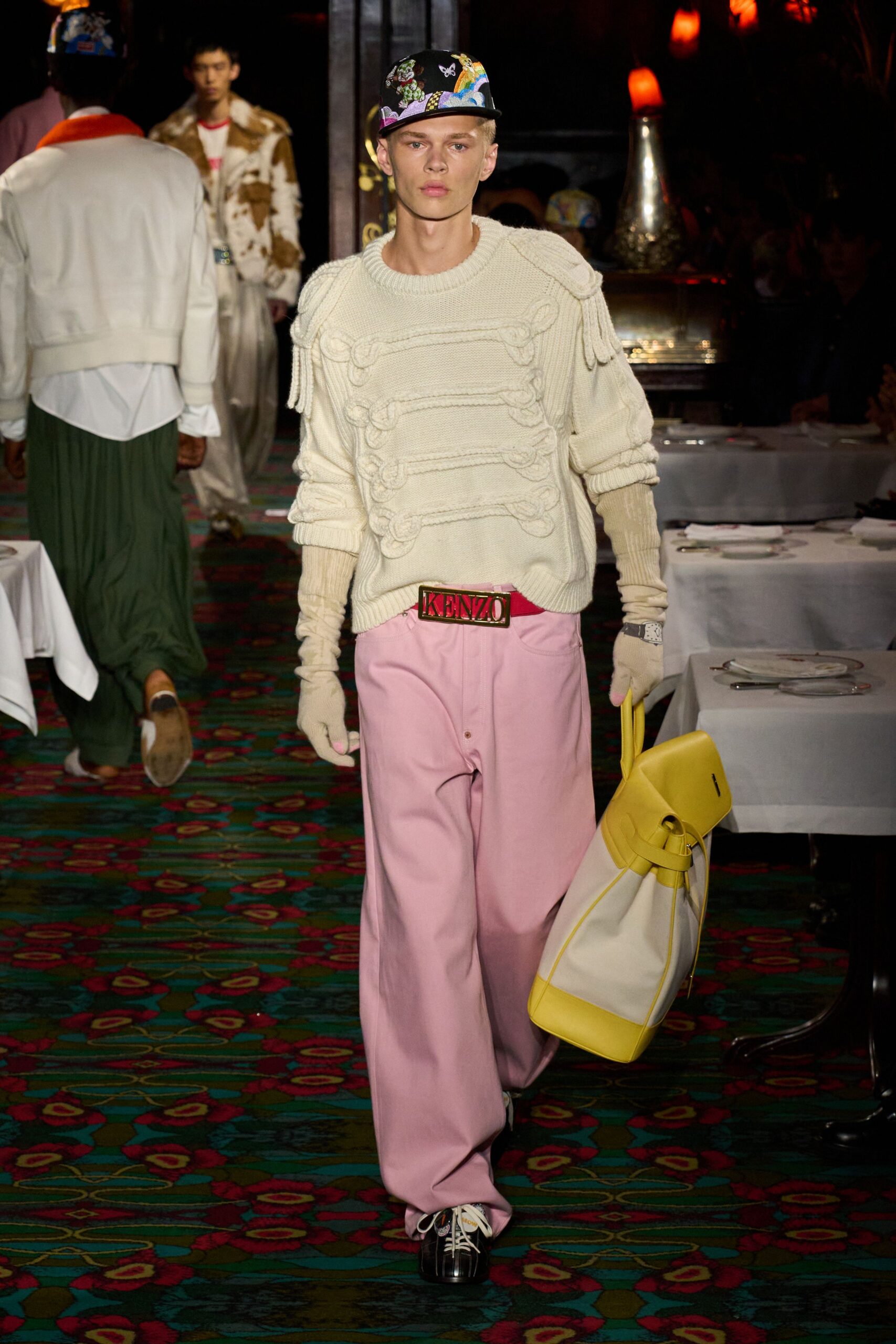 white wool long-sleeve collared relaxed textured sweater