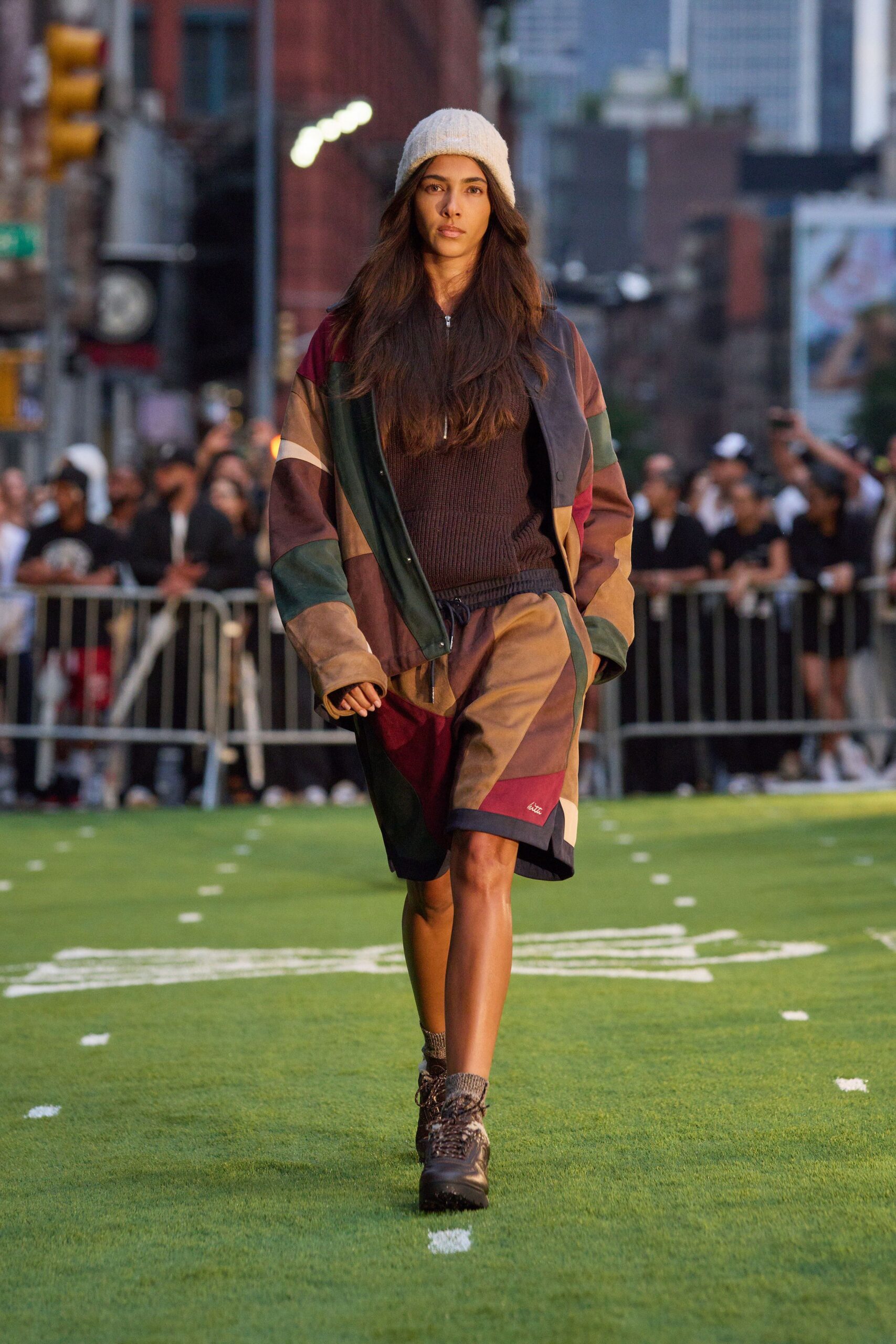 color-blocked jacket with shorts