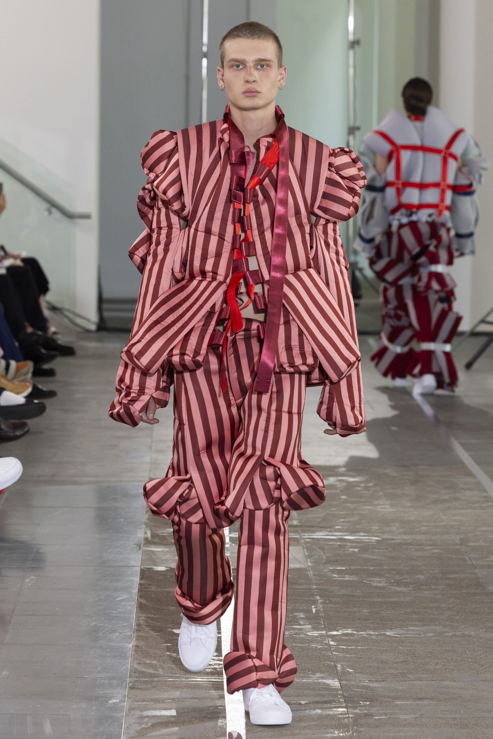 red and white striped outfit