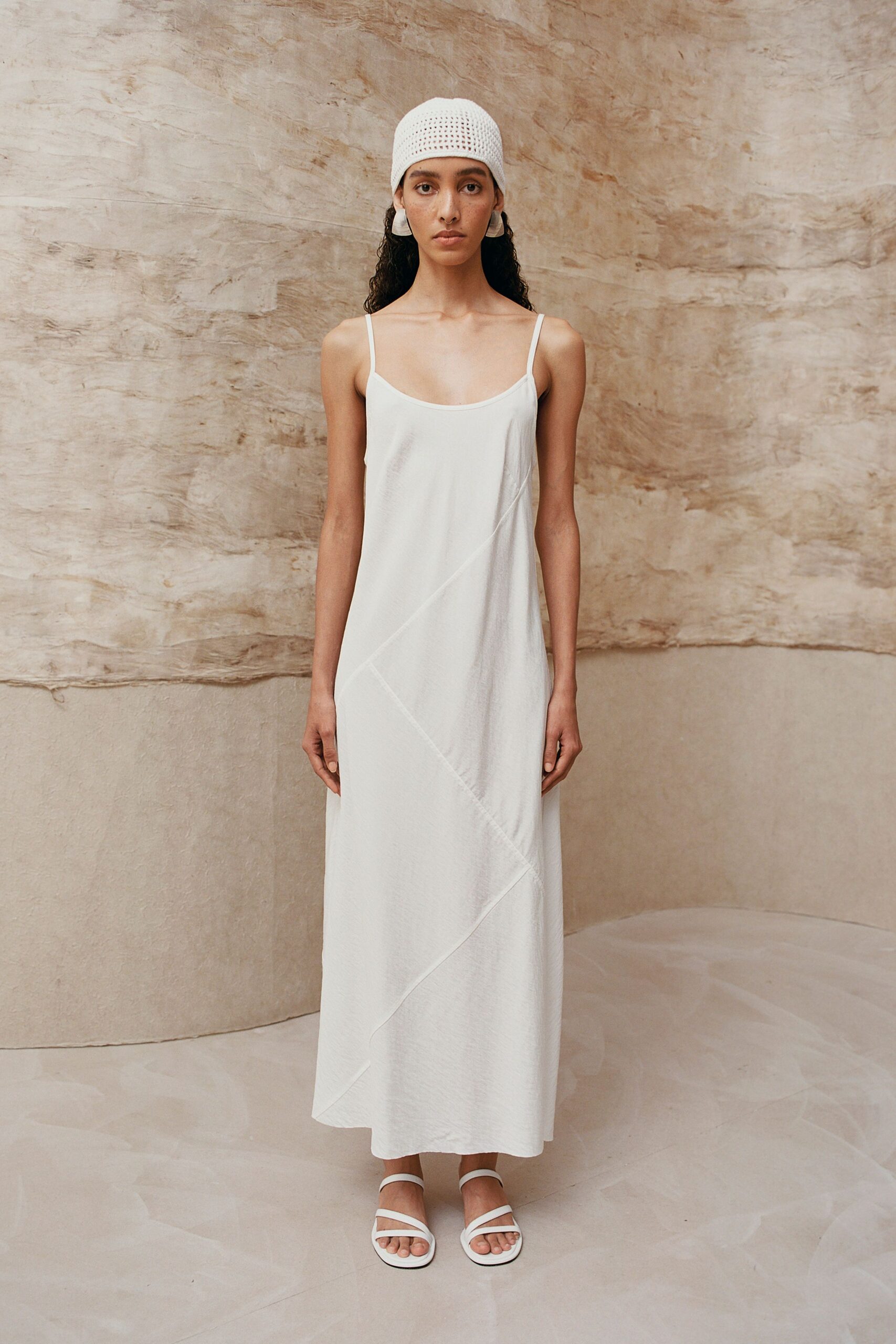 white cotton sleeveless maxi dress