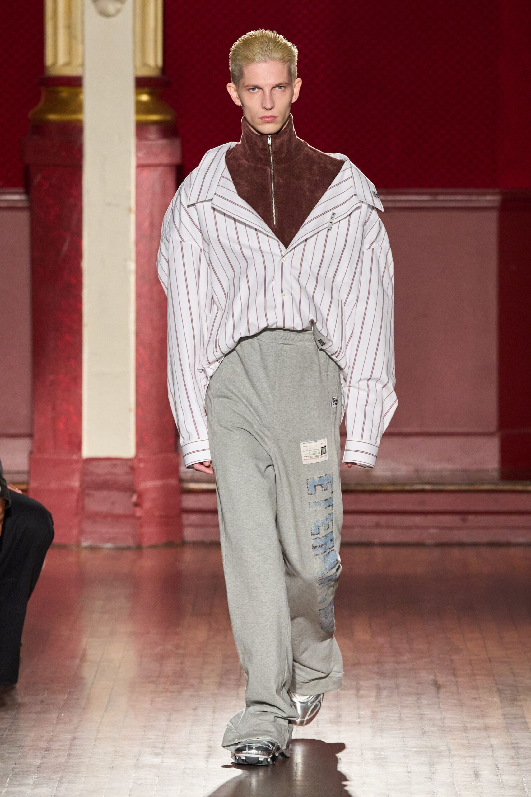 oversized striped shirt with relaxed pants