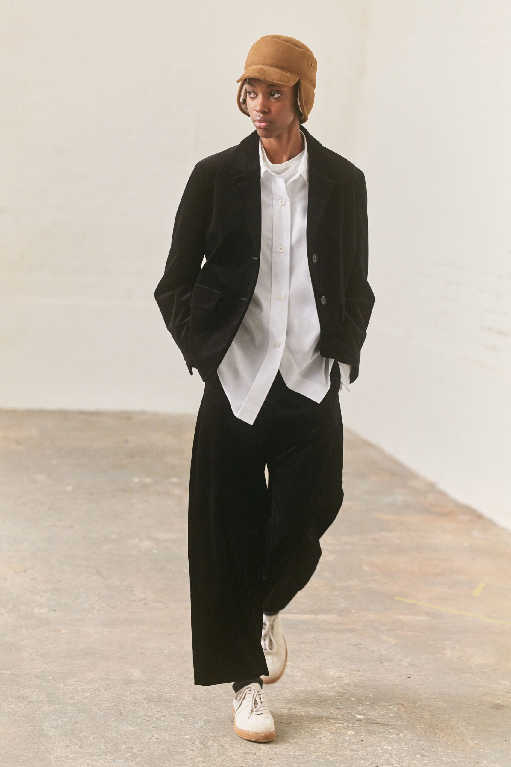 black velvet blazer with white shirt