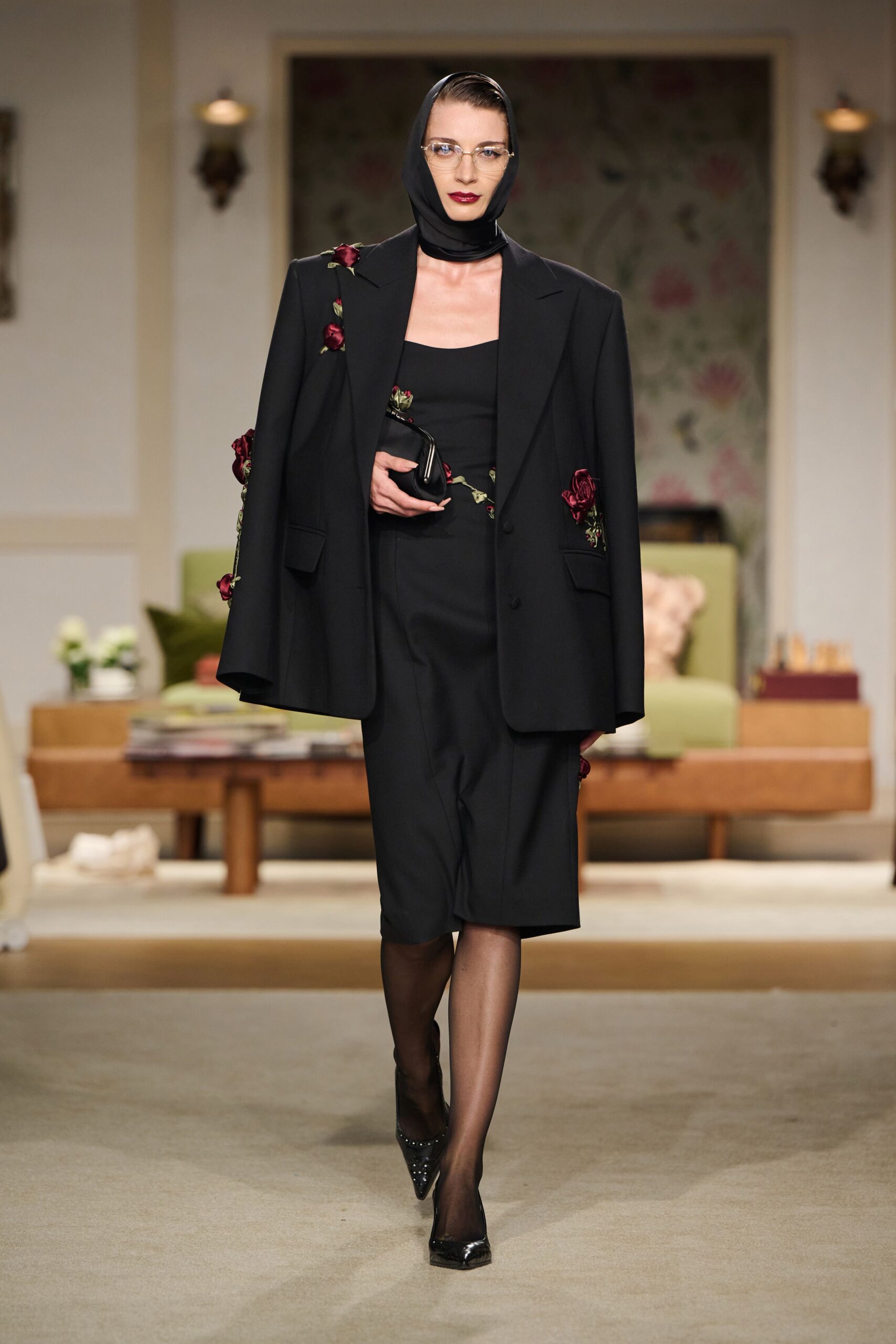 black blazer with embroidered details