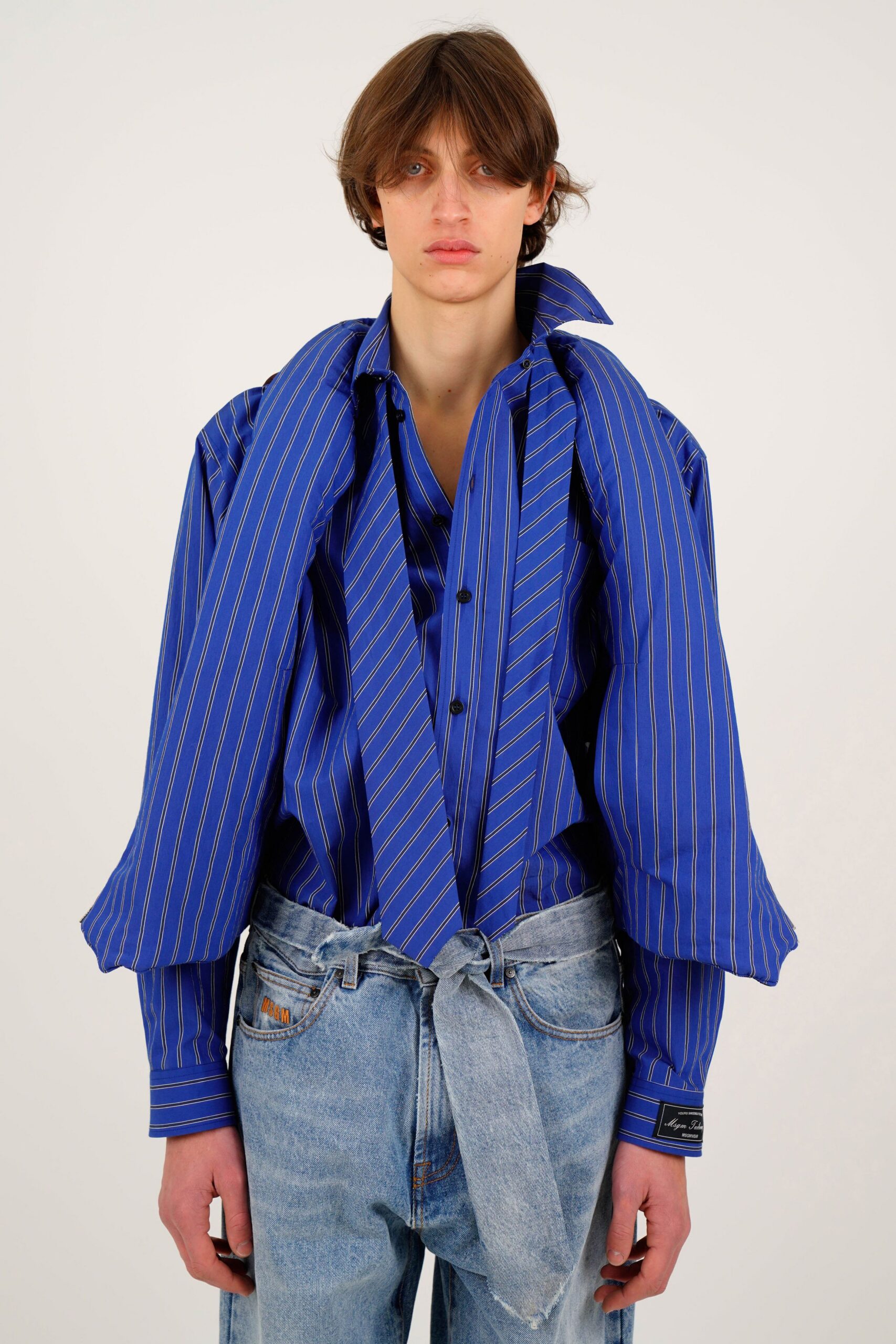blue denim relaxed distressed pants