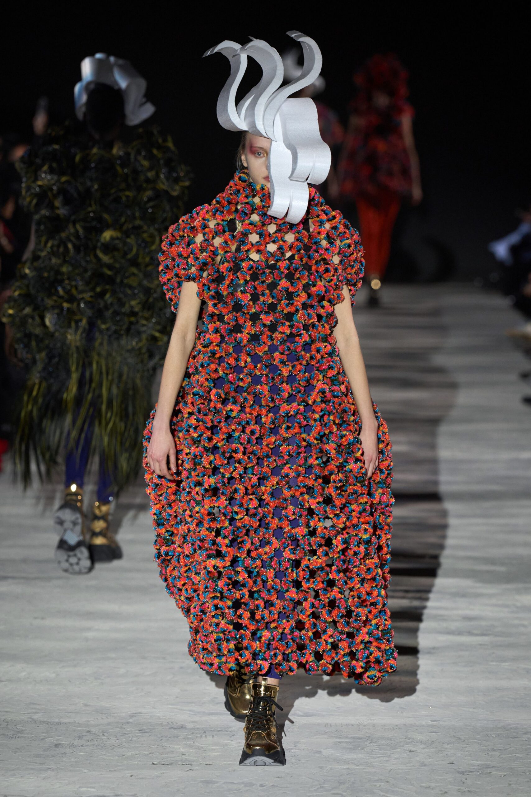 red cotton short-sleeve relaxed floral layered maxi dress
