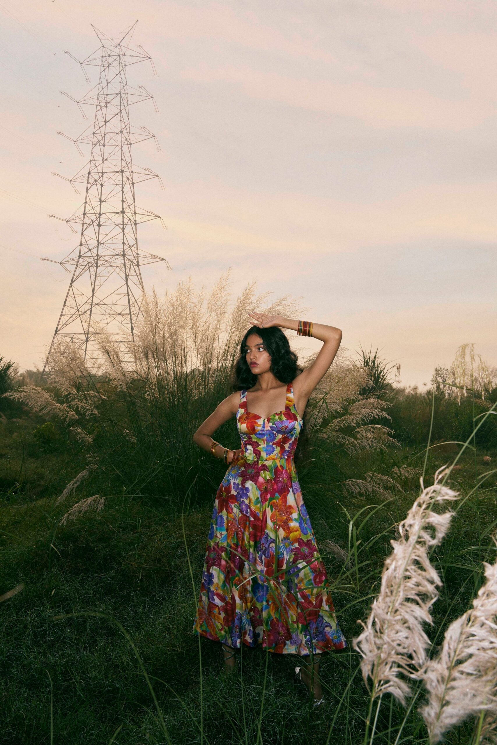multi-colored floral maxi dress