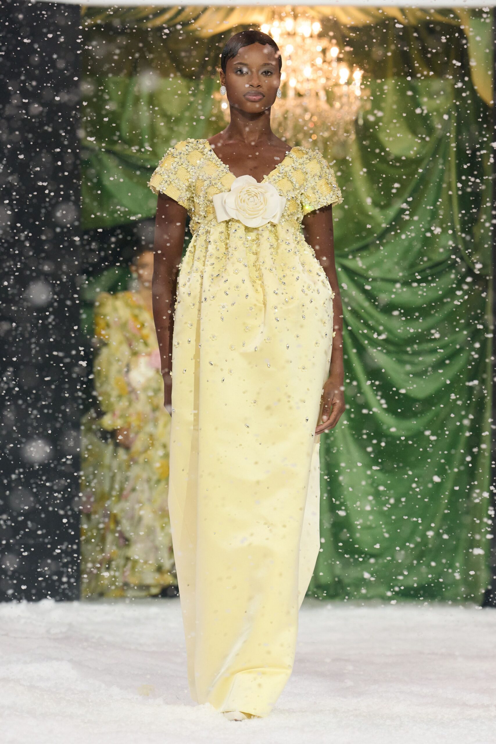 yellow embellished maxi gown