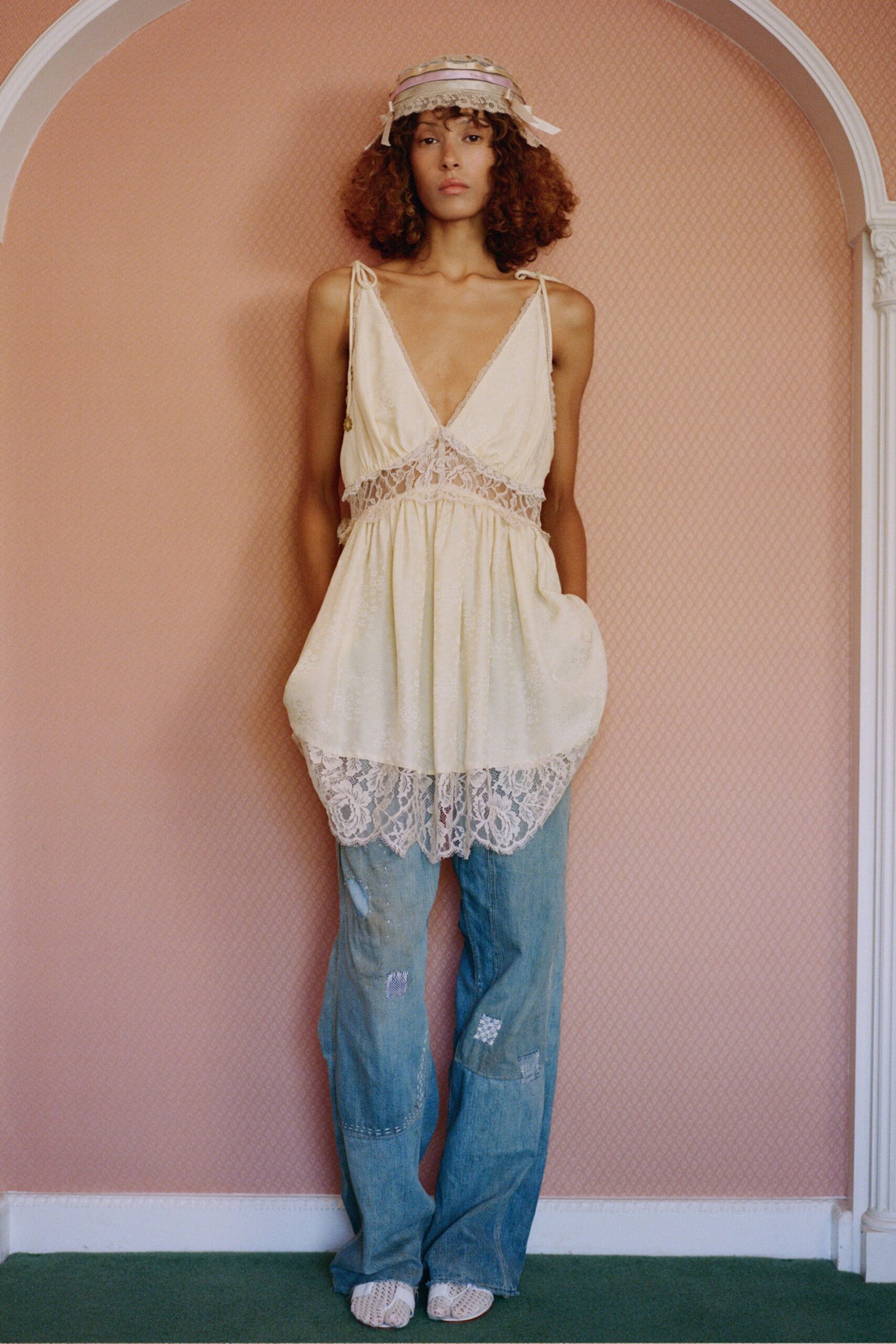 ivory cotton sleeveless v-neck relaxed embroidered layered top
