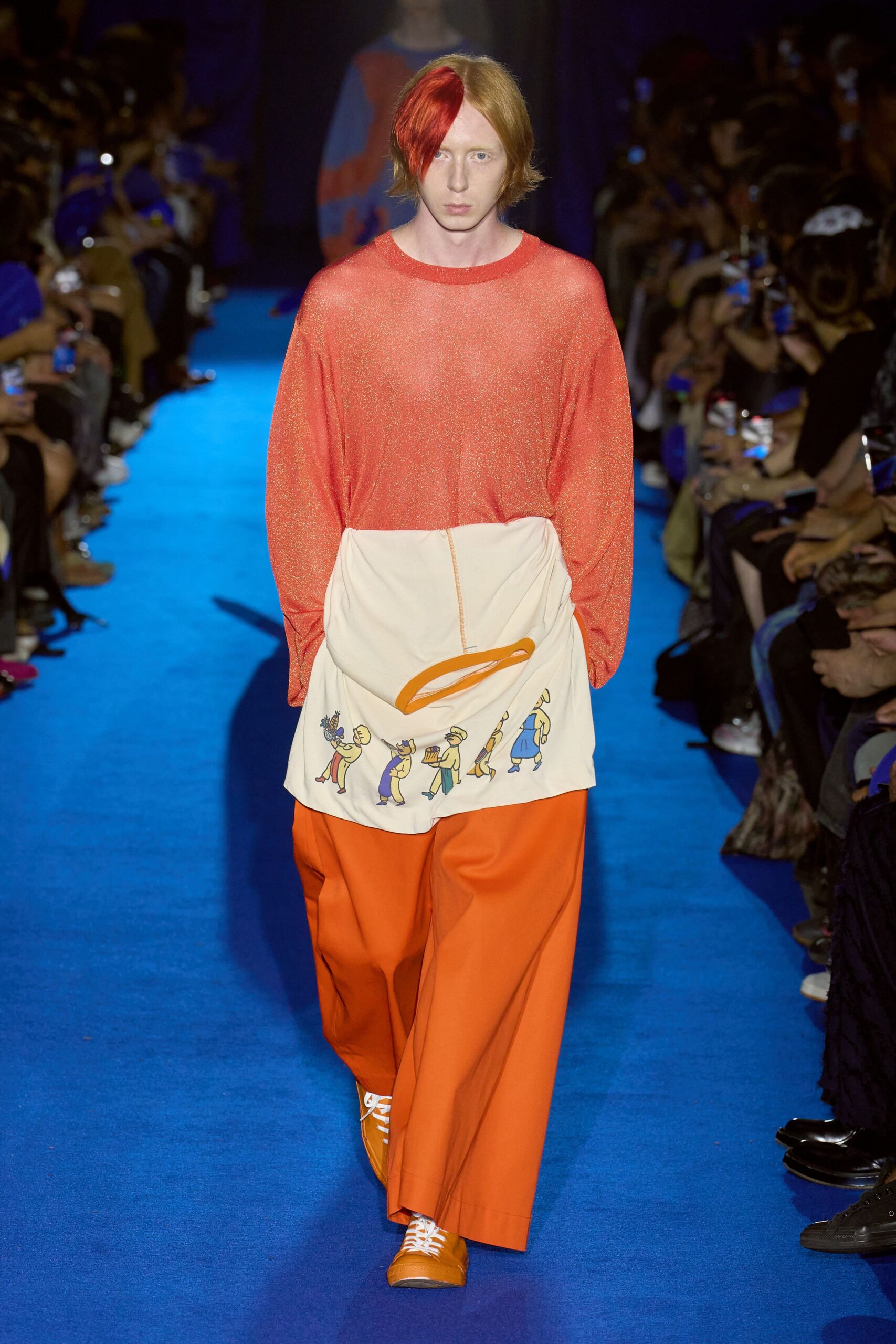 orange cotton relaxed wide-leg pants