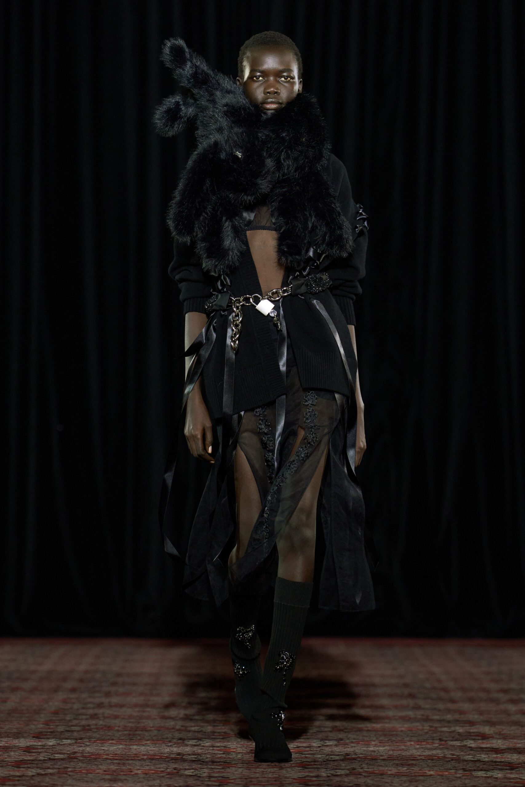 black silk asymmetric fitted sheer mini skirt