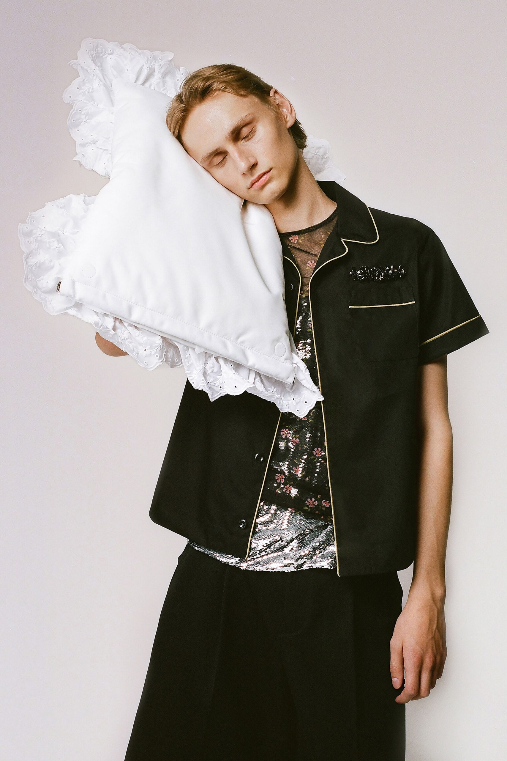 black relaxed shirt with sequined top