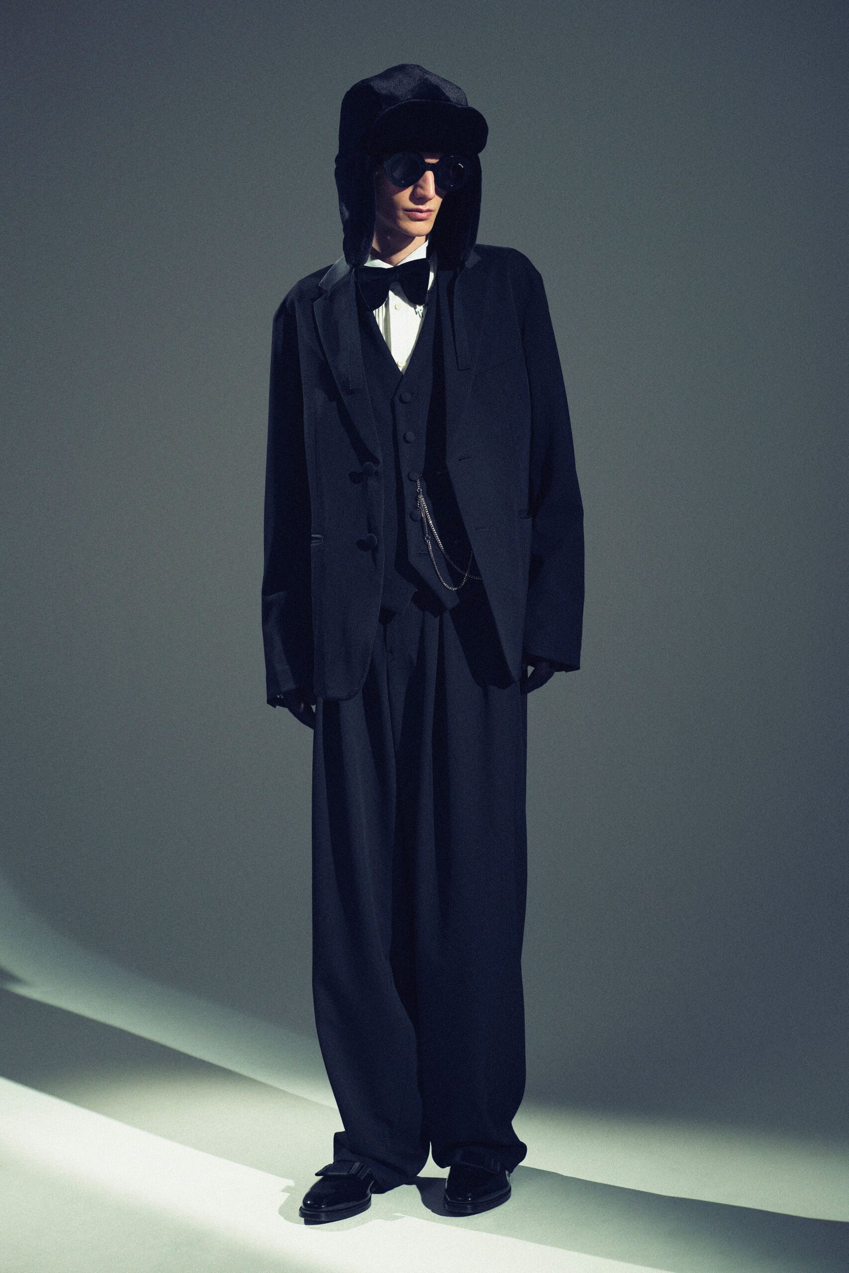 black oversized suit with hoodie
